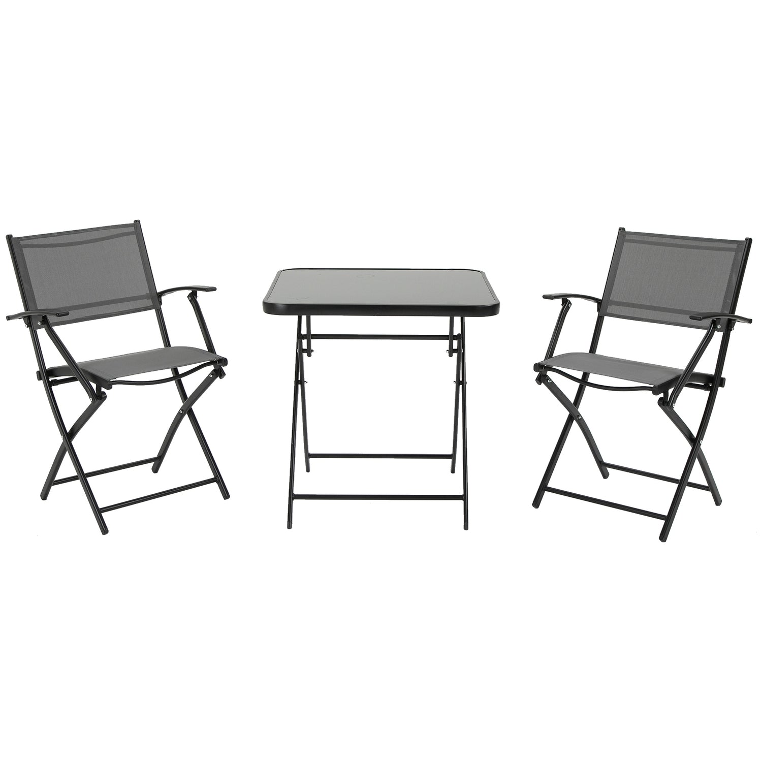 Balkongfällbara set – 2 stolar & bord, metallnät