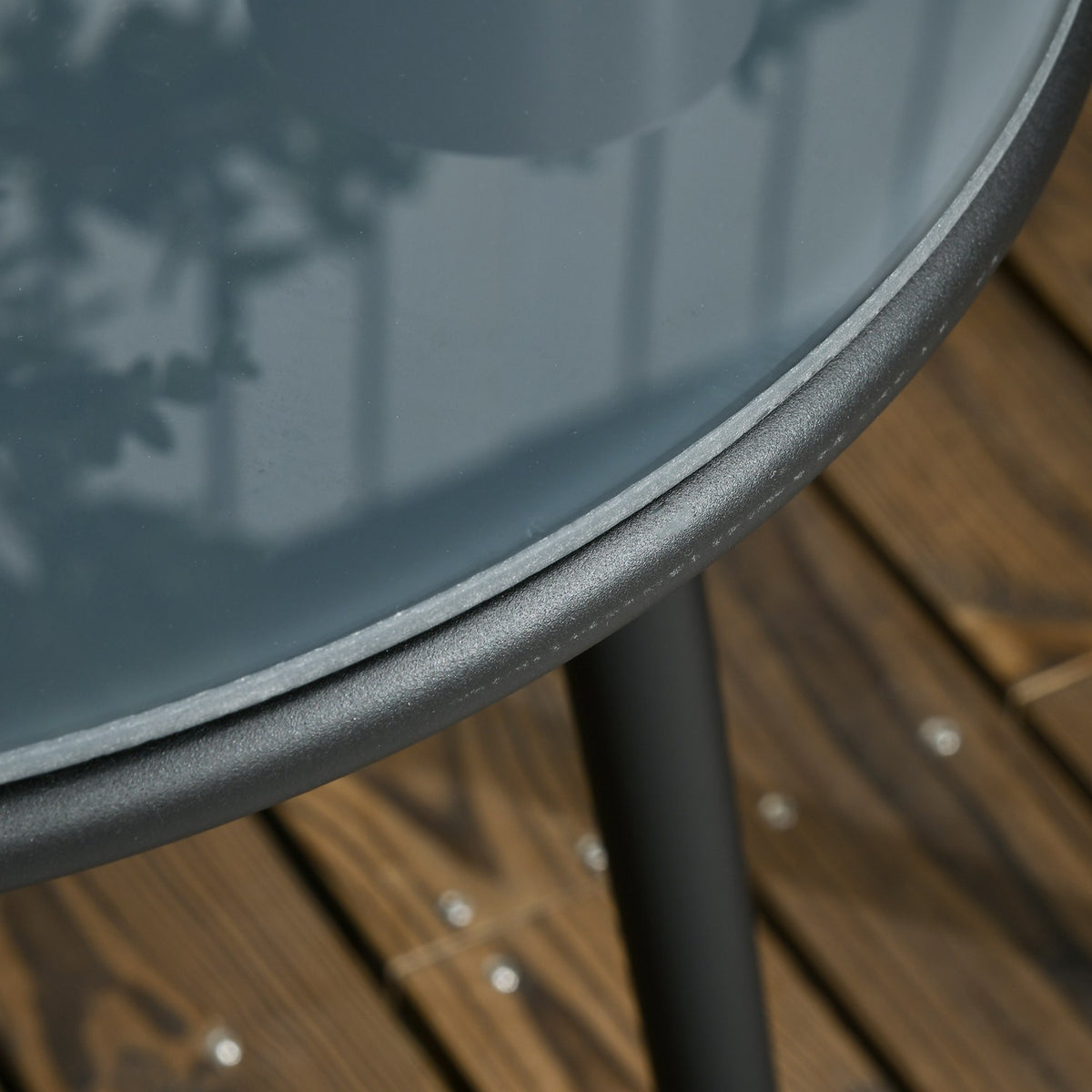Set da balcone – tavolo in acciaio e 2 sedie con cuscini, grigio