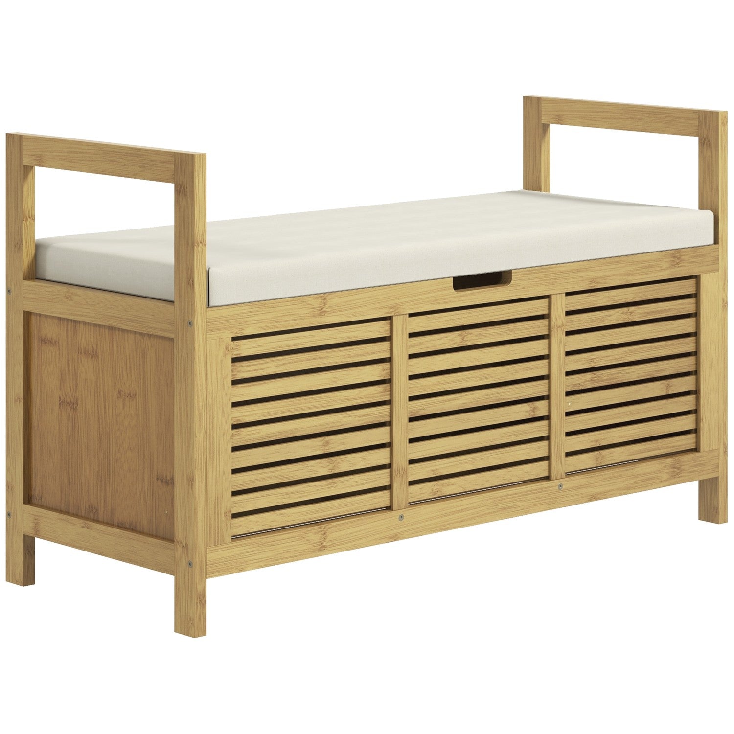 Bambu Skoförvaringsbänk med fällbart lock – 100x40x60 cm