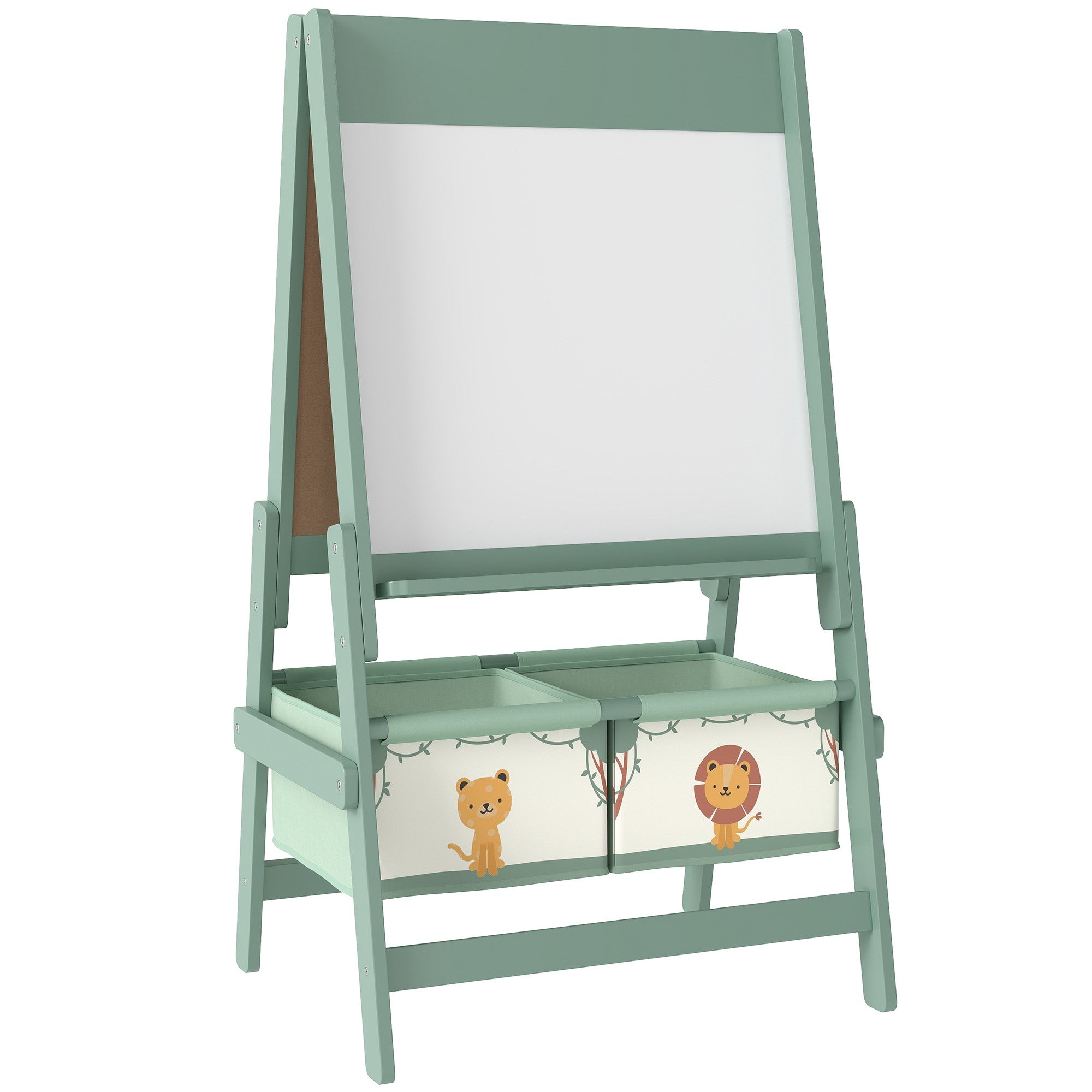 Barnens 3-i-1-staffli med svarta tavlor, whiteboard och pappersrulle