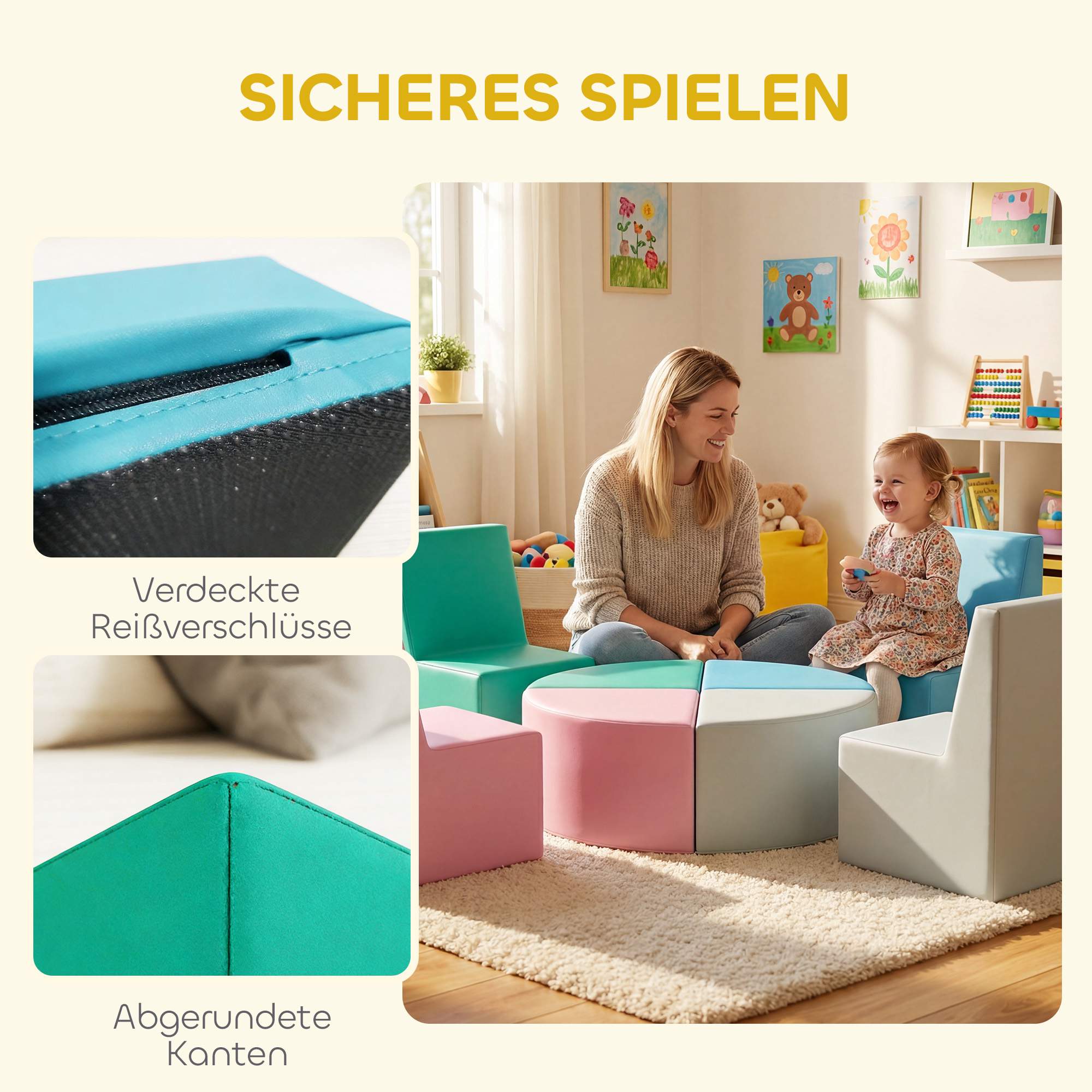 Barnens set med byggklossar av skumgummi, 8 delar, flerfärgade