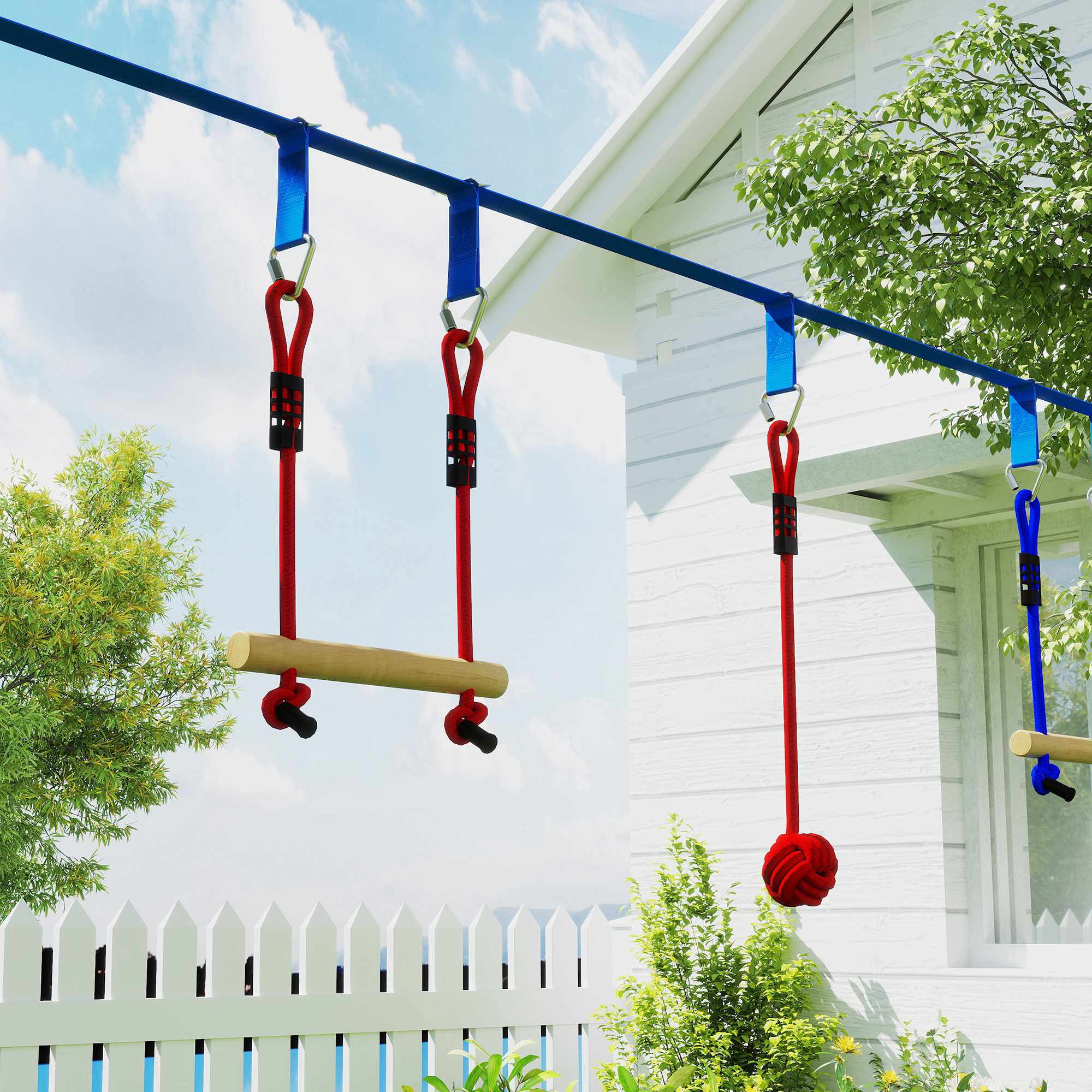 Barnens zipline-kit, 50 kg kapacitet, åldrar 3-6, blå