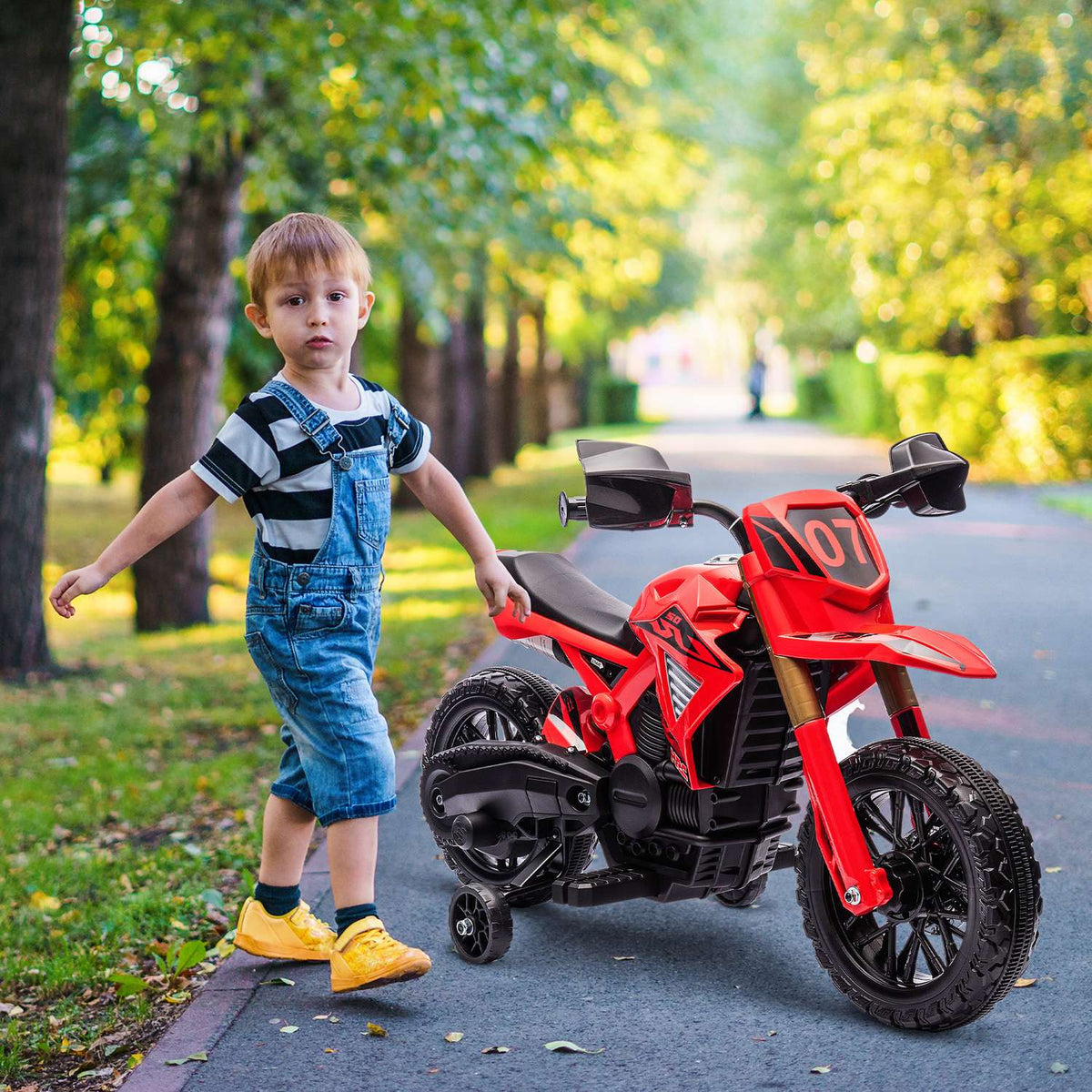 Barns 6V elmotorcykel, röd, 3-8 år