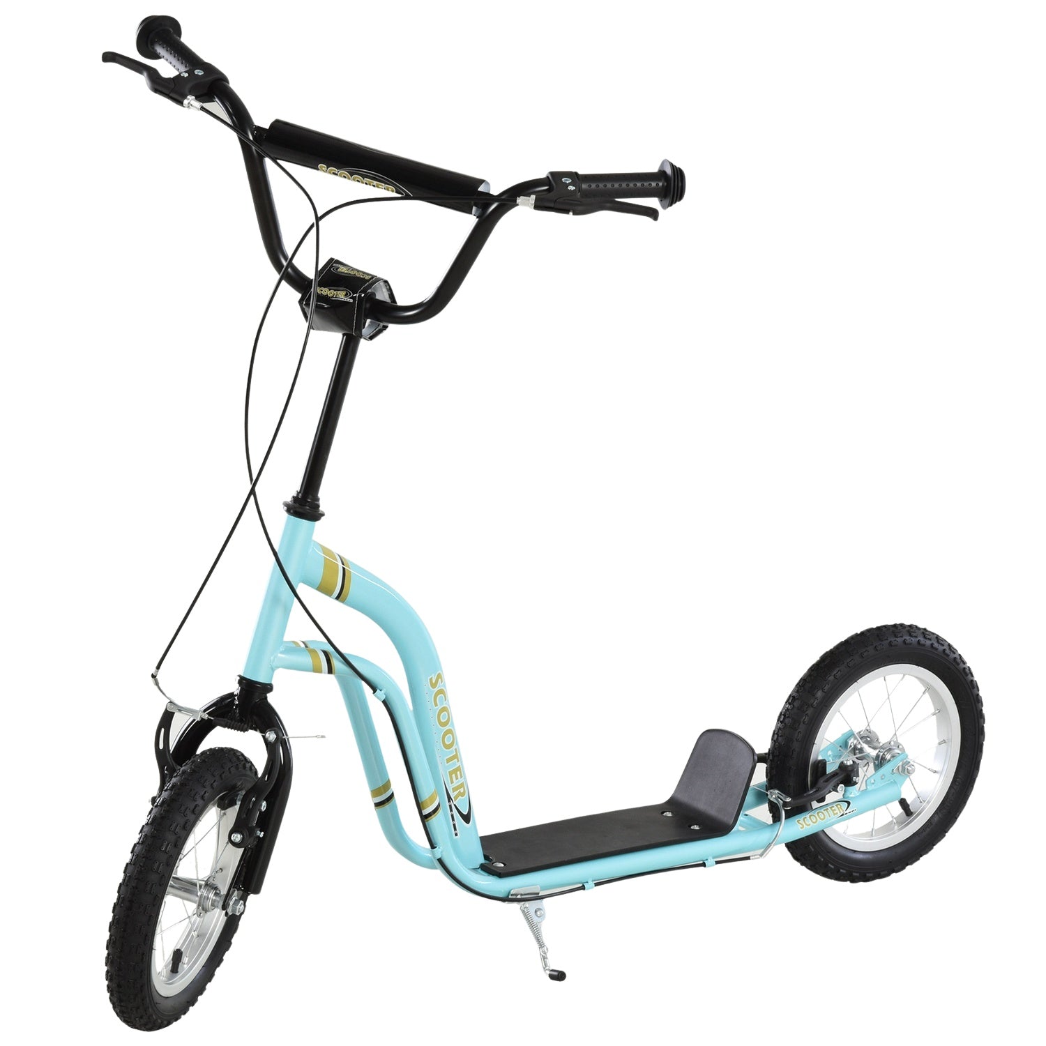 Barnskoter från 5 år, sparkscooter, stadsskoter för barn, aluminium, 120 x 58 x 85-95 cm, ljusblå
