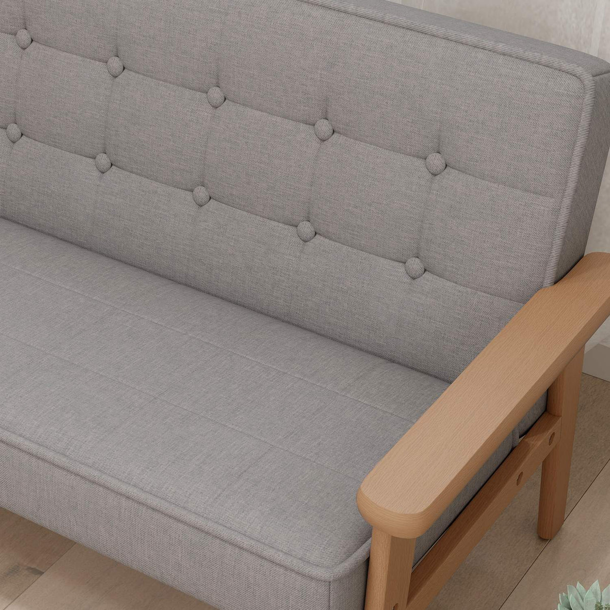 Barnsoffa, sammetslook, träram, åldrar 3-15, grå