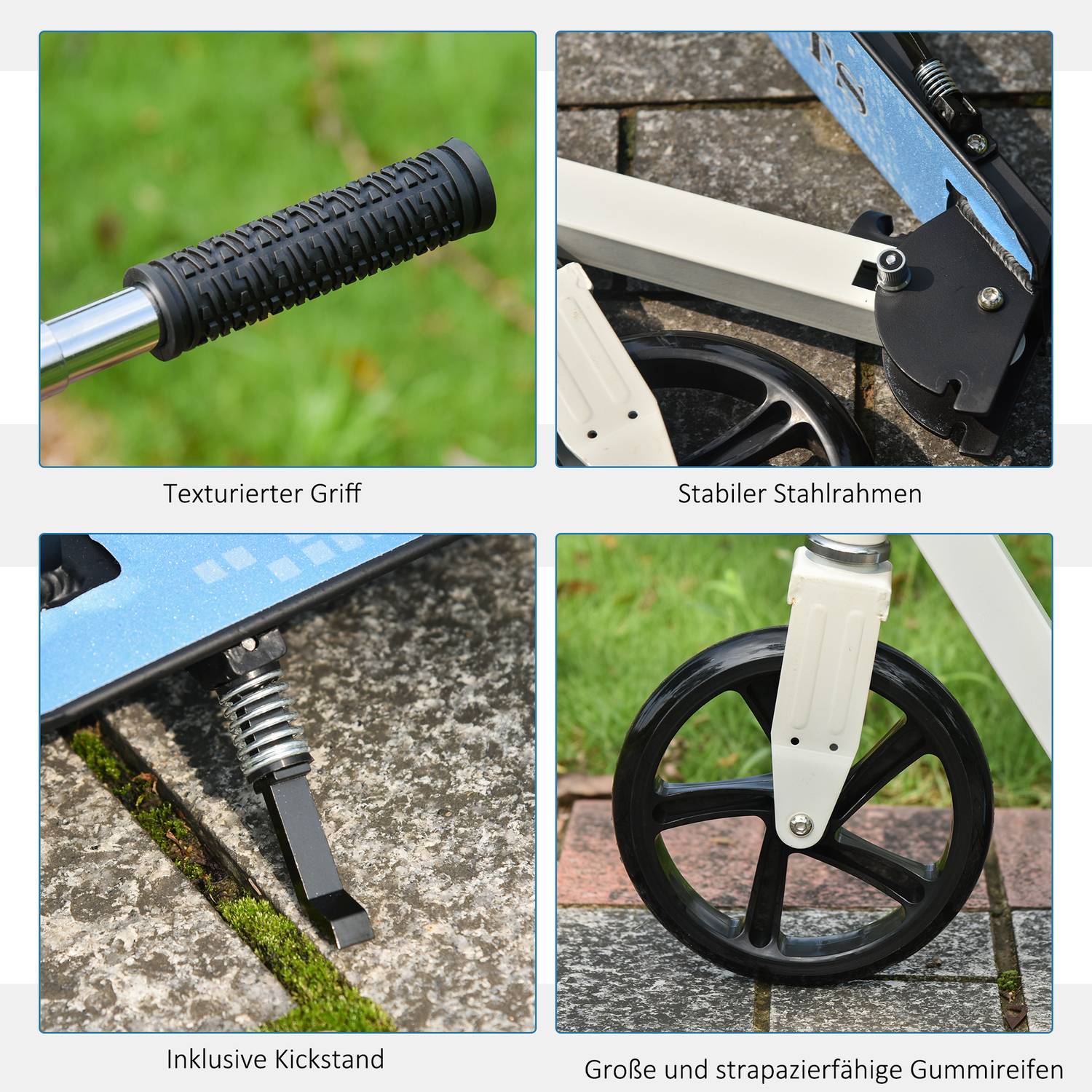 Barnsparkcykel, hopfällbar & höjdjusterbar, vit