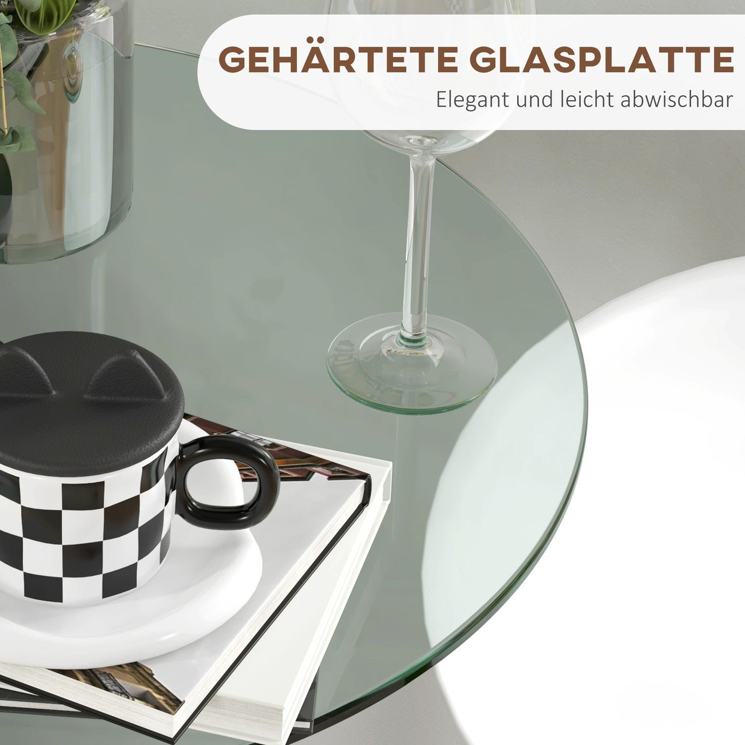 Bistro Barbord för 2 – Härdat glas, Ø60x102cm