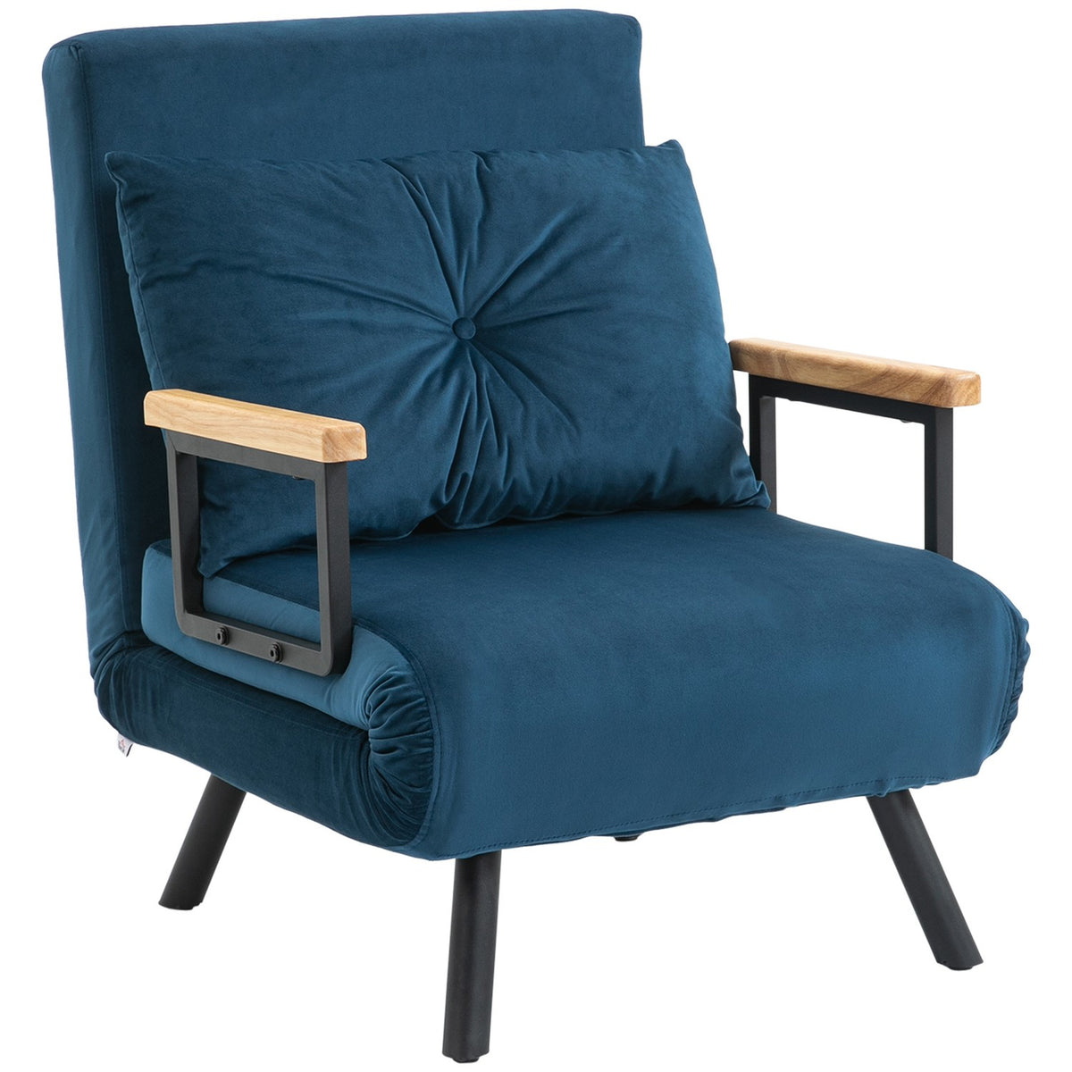 Schlafsofa in blauem Samt – verstellbare Rückenlehne, 63x73x81cm