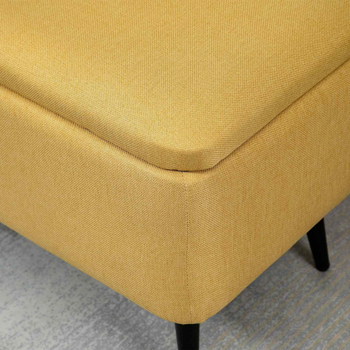 Bänk, bröstsits, stoppad bänk, linnelook, upp till 150 kg, 101 x 38,5 x 44,5 cm, gul