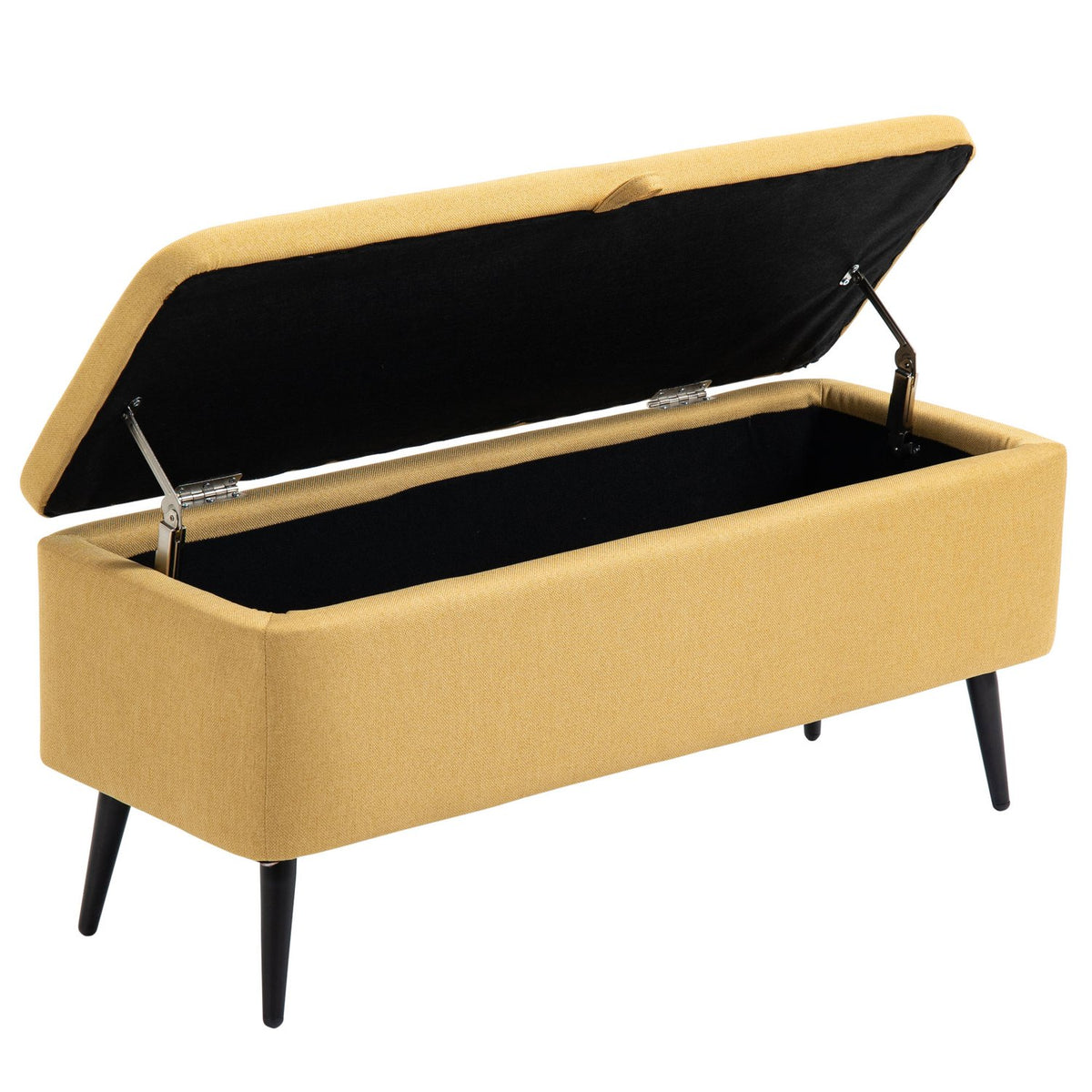 Bänk, bröstsits, stoppad bänk, linnelook, upp till 150 kg, 101 x 38,5 x 44,5 cm, gul