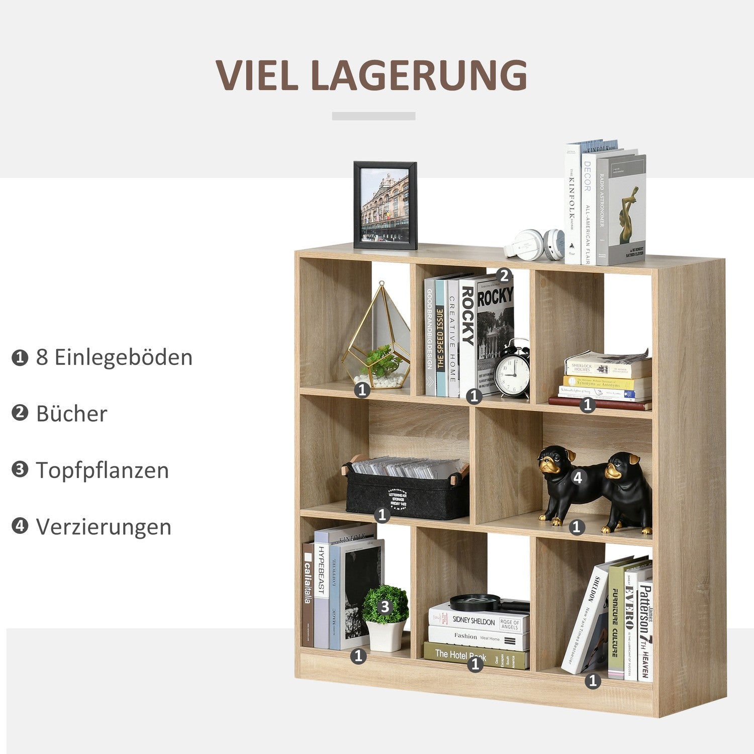 Bokhylla 3-lagers naturträförvaring för hem/kontor