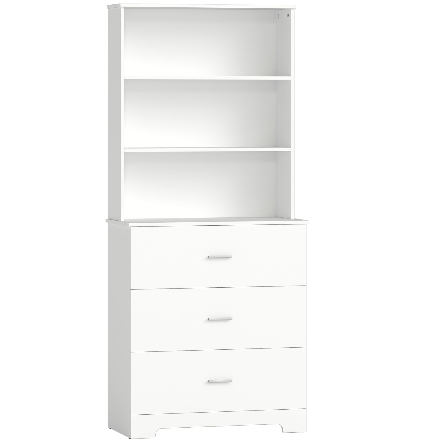 Bokhylla med 3 lådor, 3 hyllor, vit, 79x39,5x180 cm