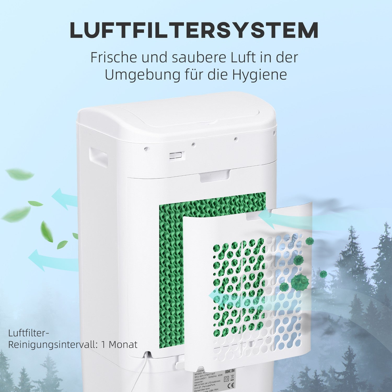 Bärbar 3-i-1 luftkonditionering, luftfuktare, kylare – 15L, fjärrkontroll, timer