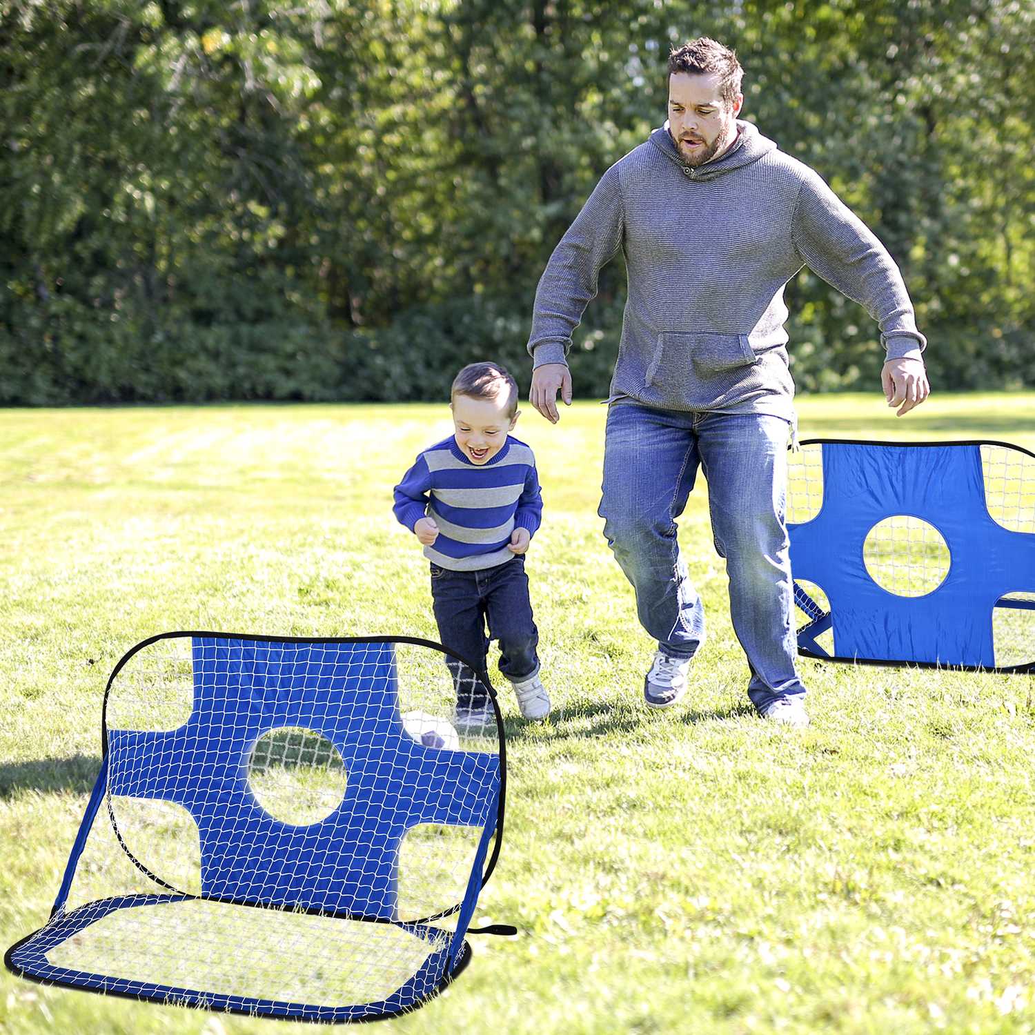 Bärbara pop-up fotbollsmål, set med 2, hopfällbara, 123x80 cm