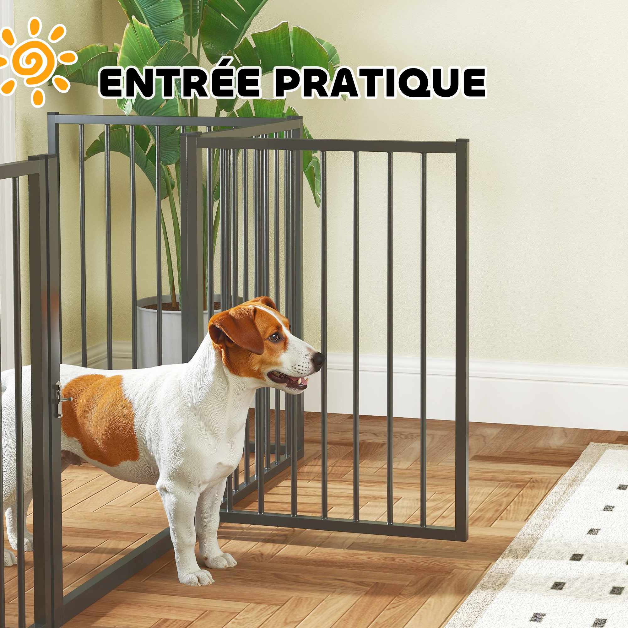 Bärbar lekhage för husdjur, 5 paneler, svart stålstaket