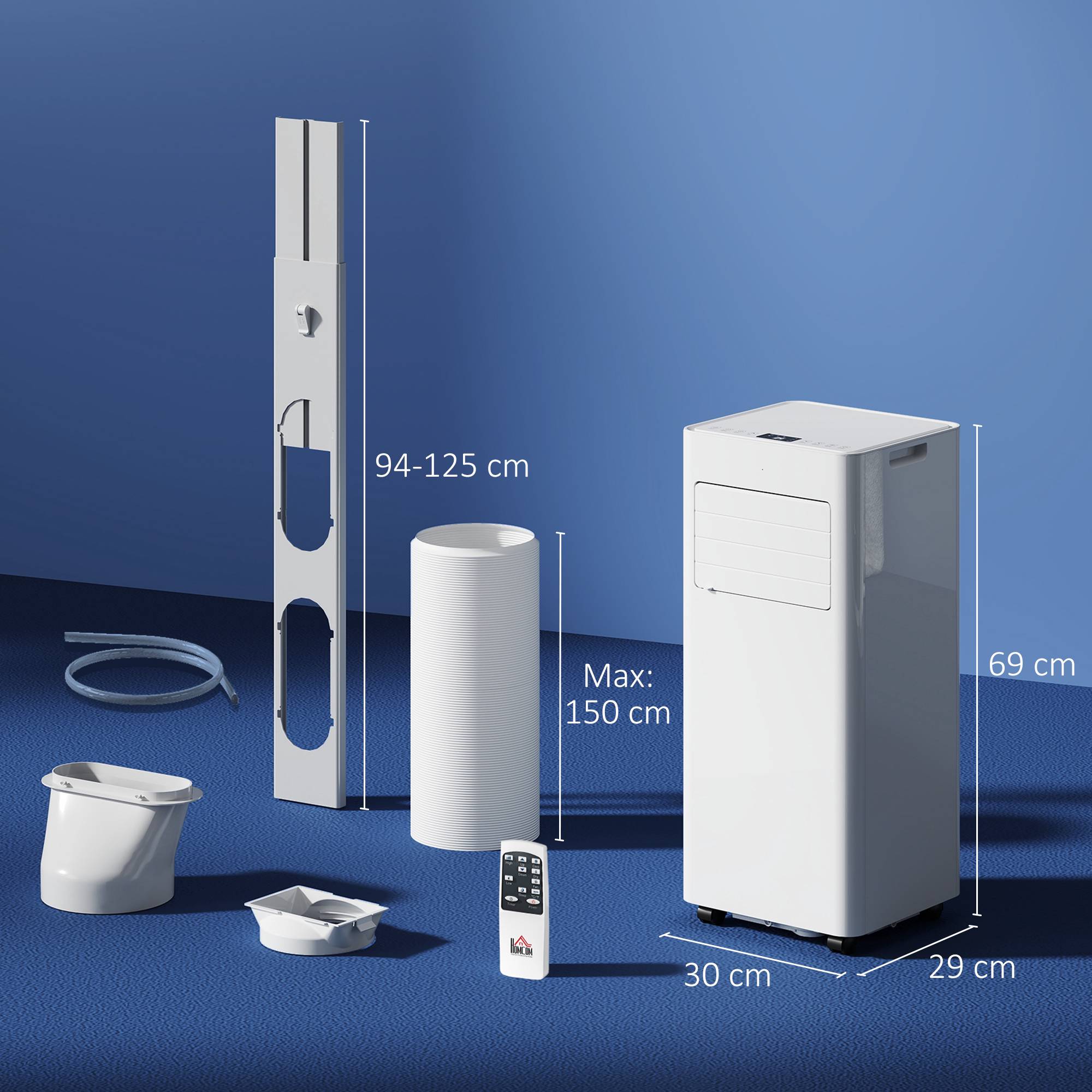 Bärbar luftkonditionering, 3-i-1, 9 000 BTU, tvättbart filter