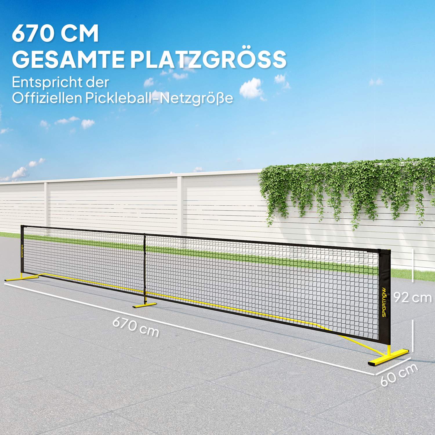 Bärbart Pickleball-nät 6,7 m med metallram och bärväska