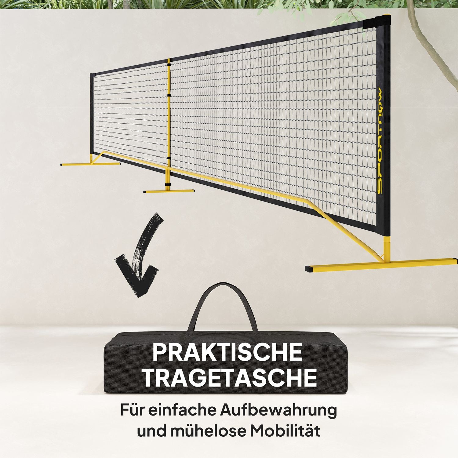 Bärbart Pickleball-nät 6,7 m med metallram och bärväska