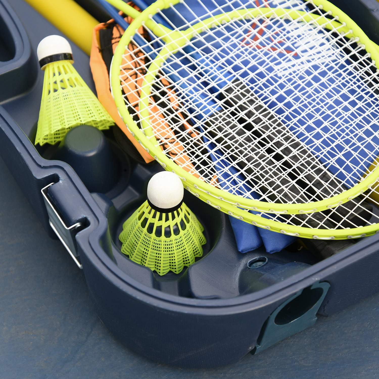 Bärbart badmintonnätset med 4 racketar, utomhusbruk