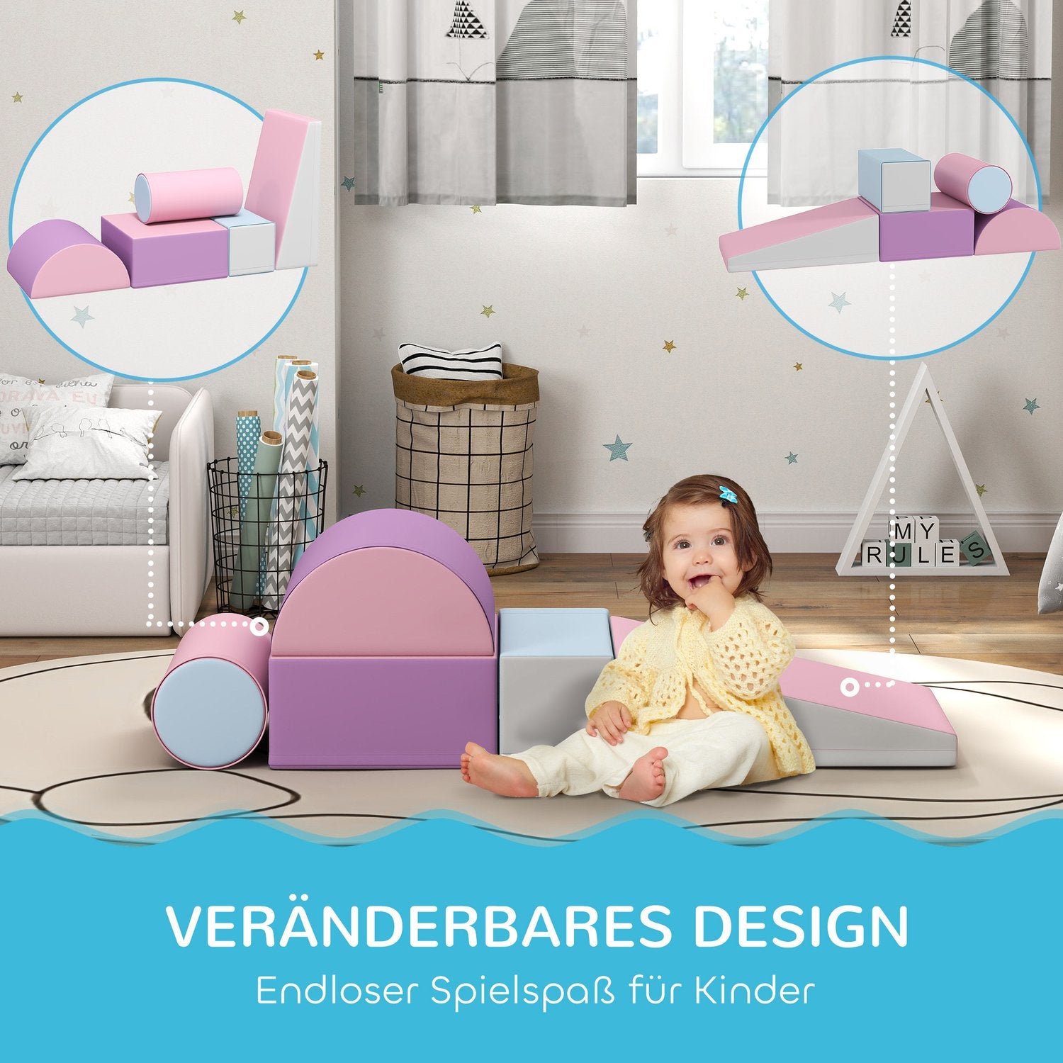 Byggklossar i jätteskum, konstläder, 1-3 år