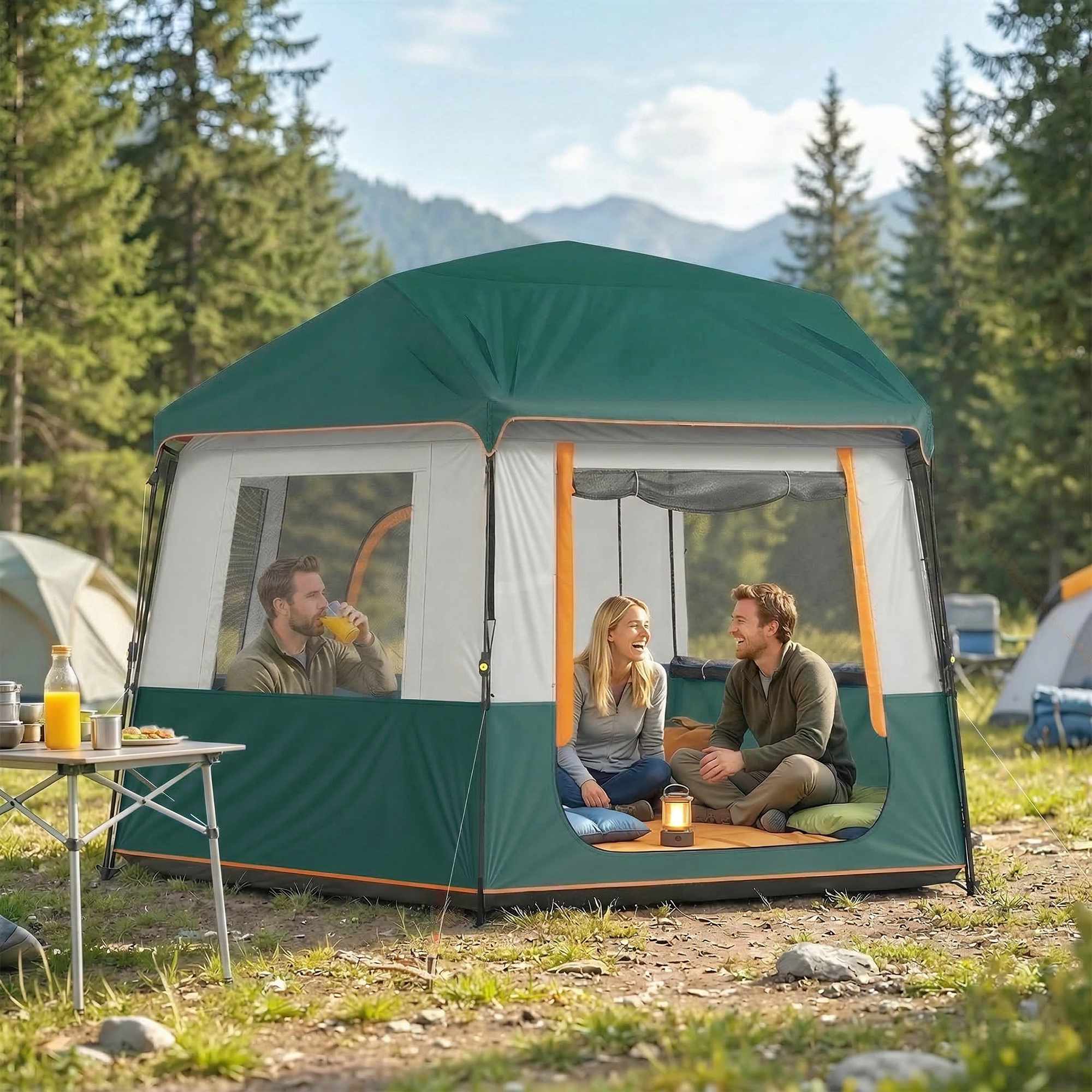 Campingtält för 4-6 personer, vattentätt, UV30+ skydd