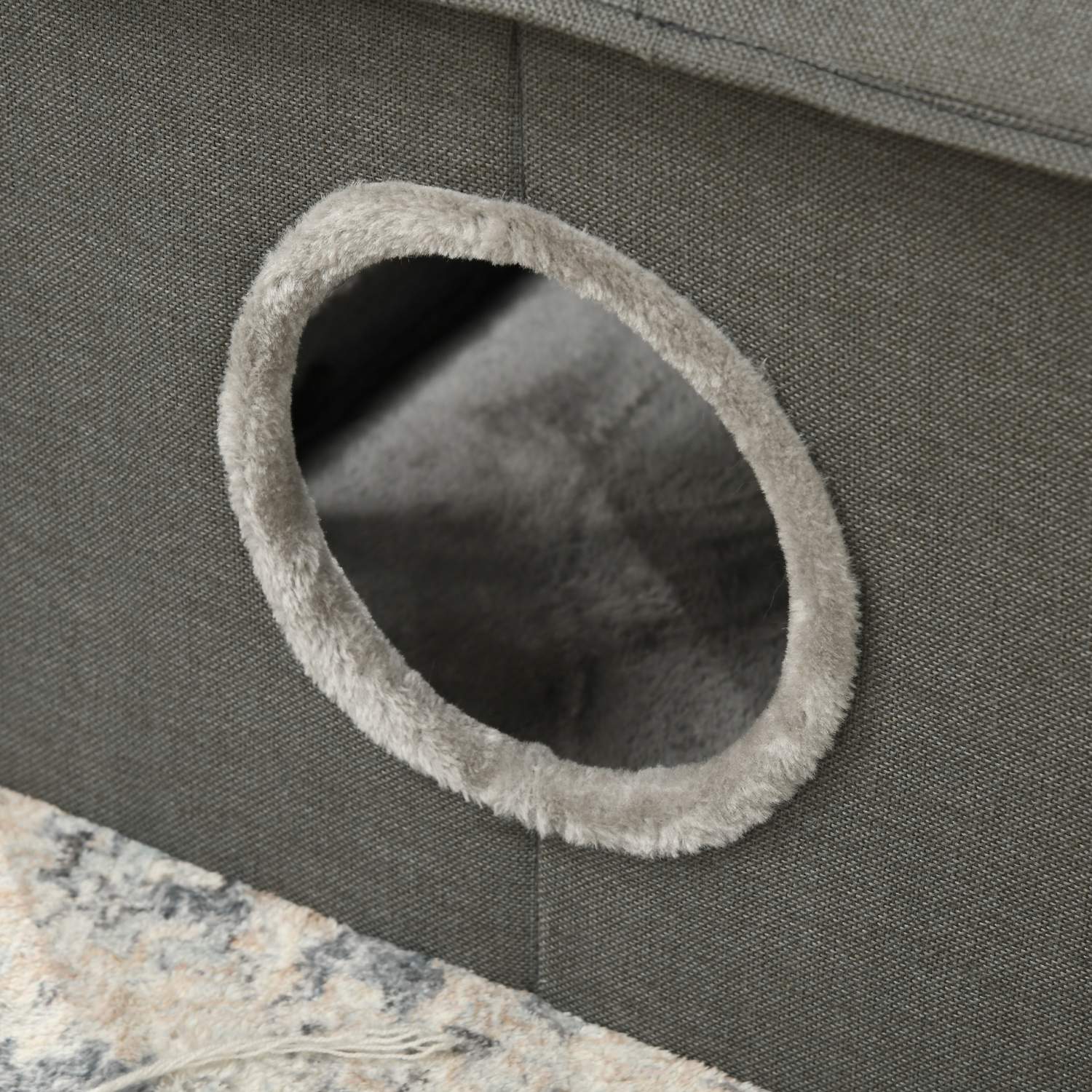 Cat Cave Bed, mysig grå polyester, rymmer katter upp till 5 kg