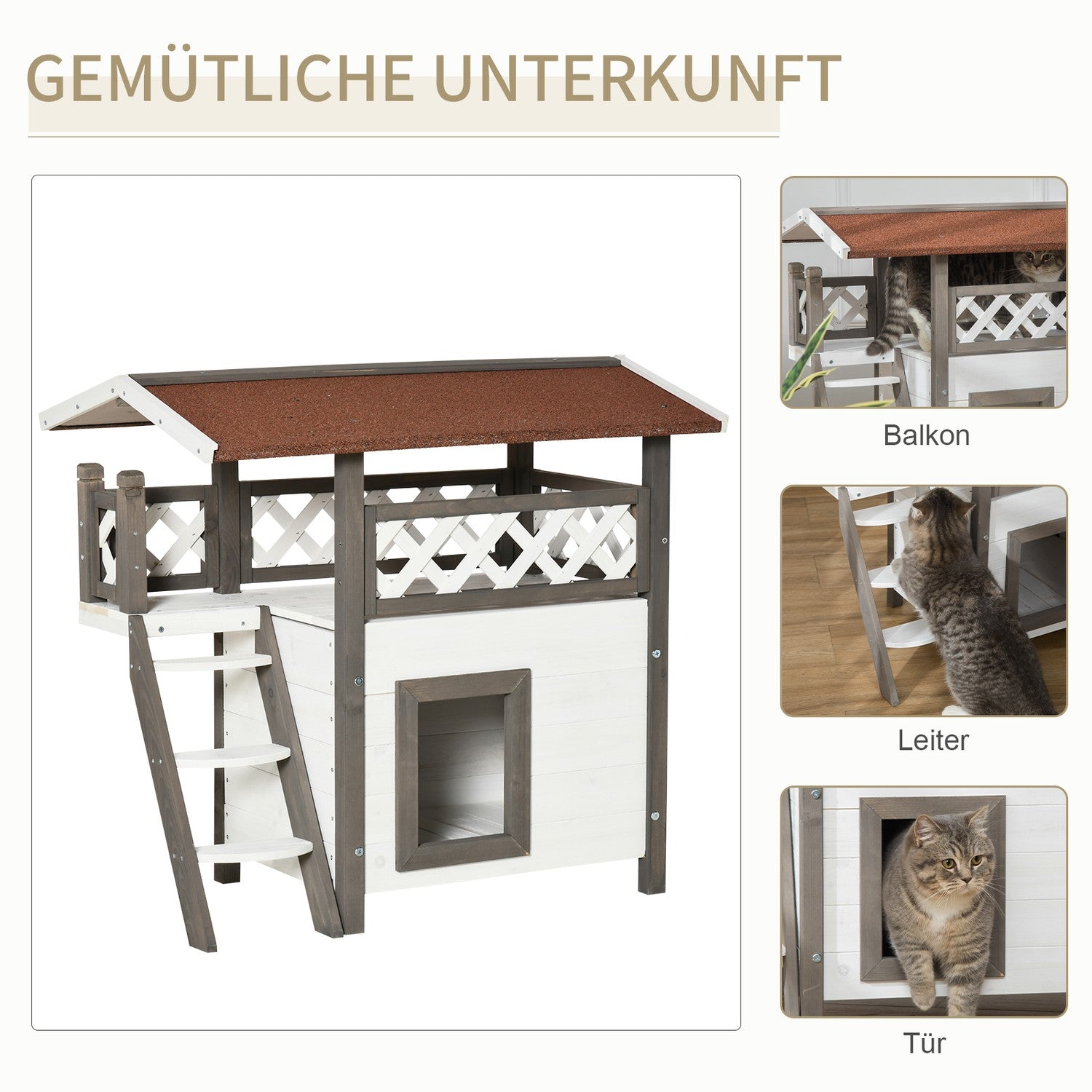 Cat House – Gran Wood, isolerat, inomhus och utomhusbruk