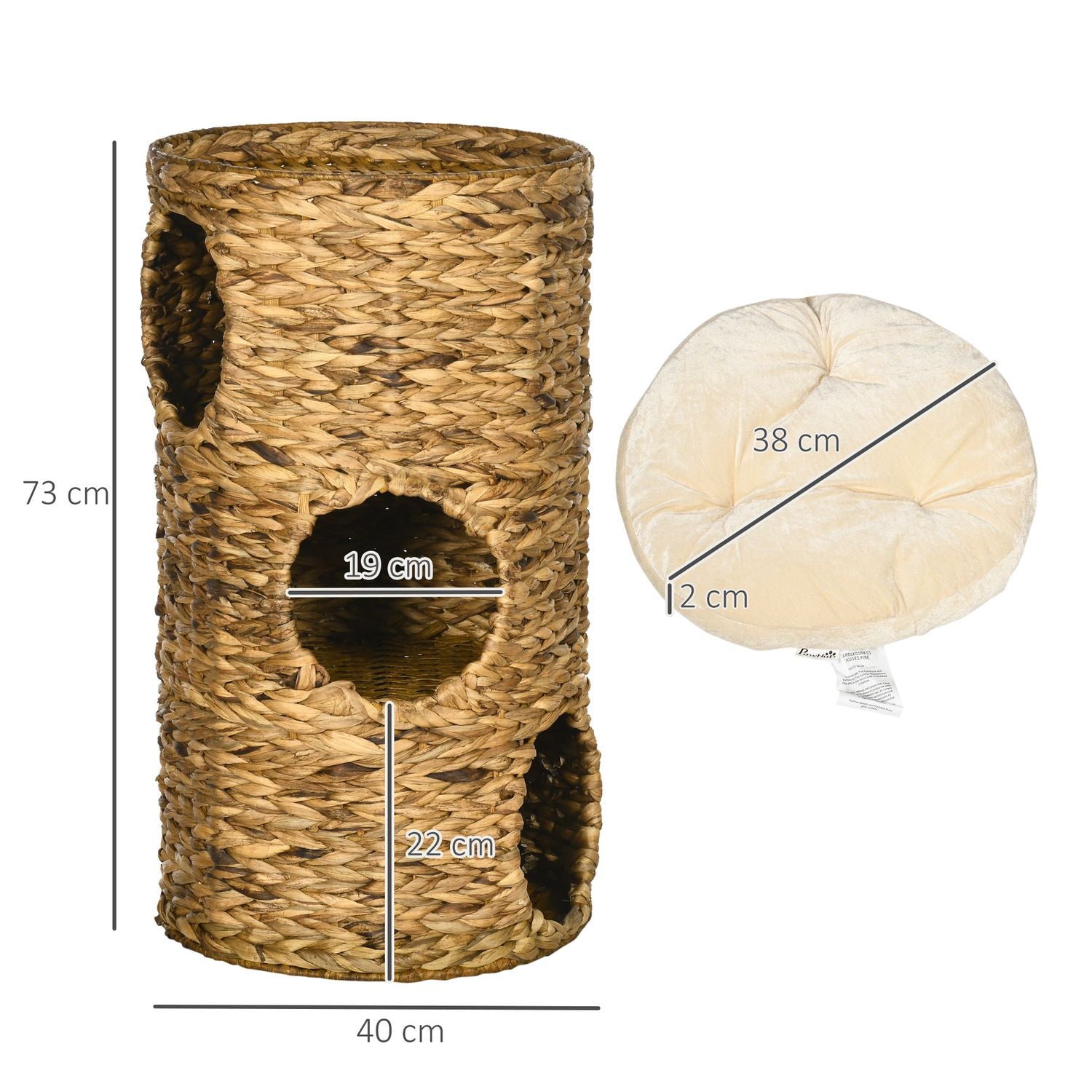 Cat Tower med 3 nivåer, dämpad, 73 cm – Vattenhyacint