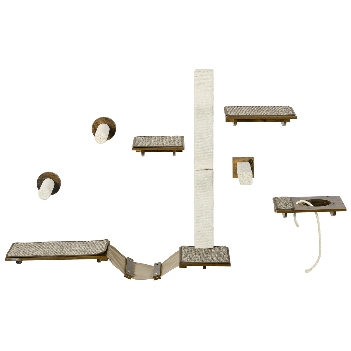 Cat Wandkletterset, 8-teiliges Möbel mit Sisal Scratcher