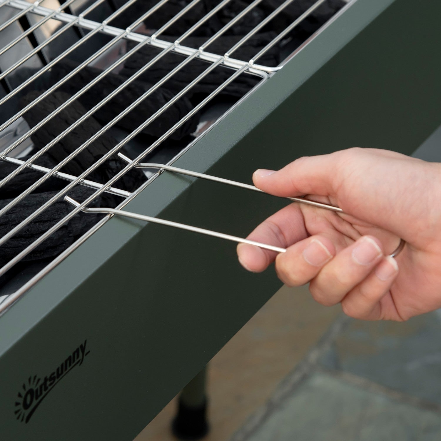 Charcoal Camping Grill – Rostfritt stål, sidokorgar
