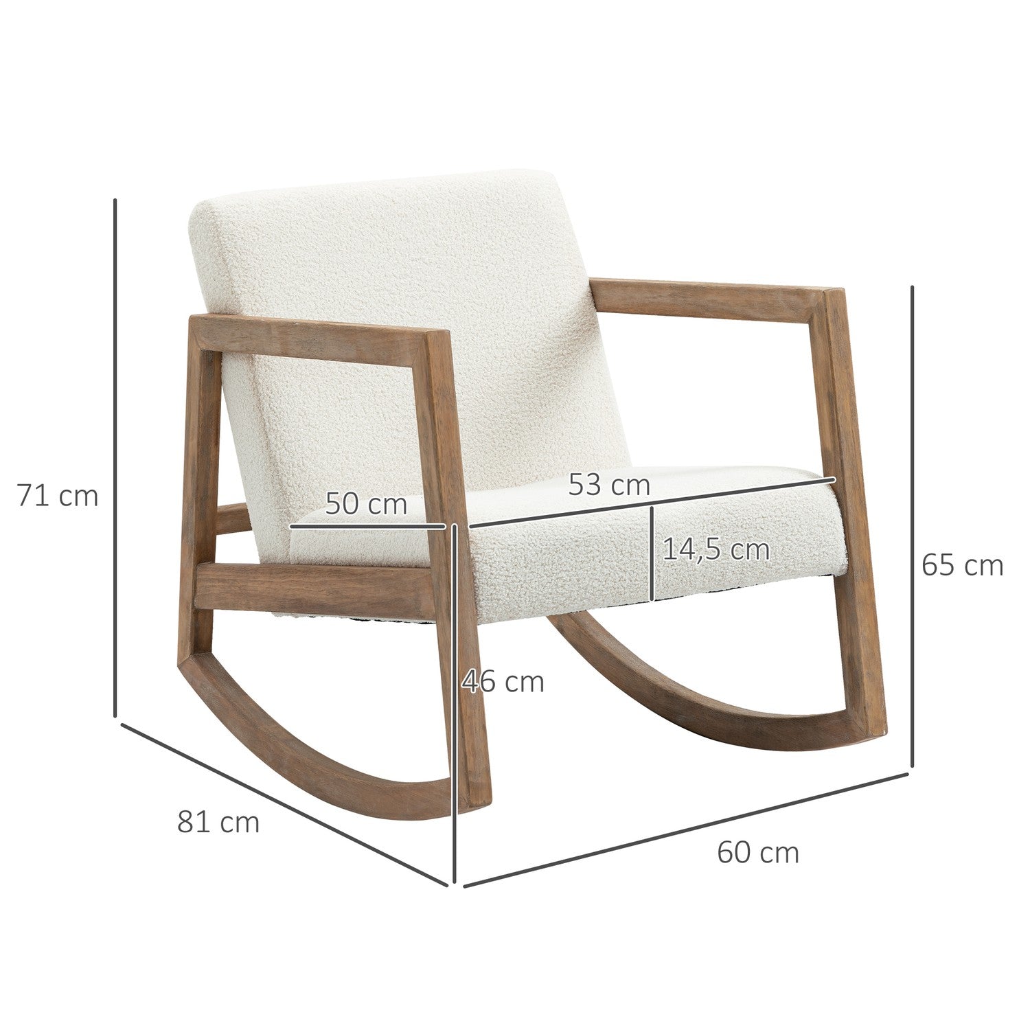 Cream White Rubberwood gungstol – vadderad komfort