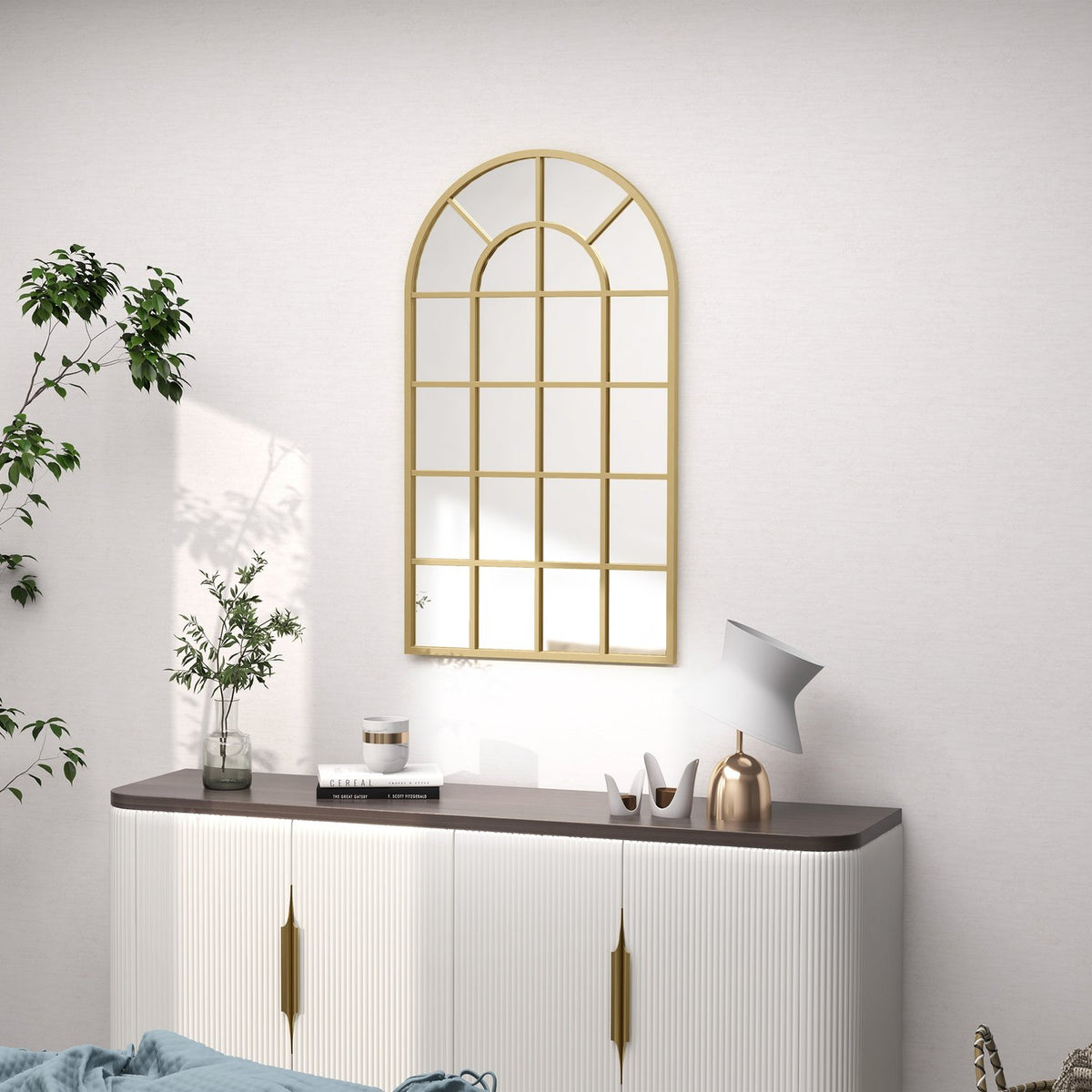 Dekorativ väggspegel i guld, 110 x 62 cm, metallram
