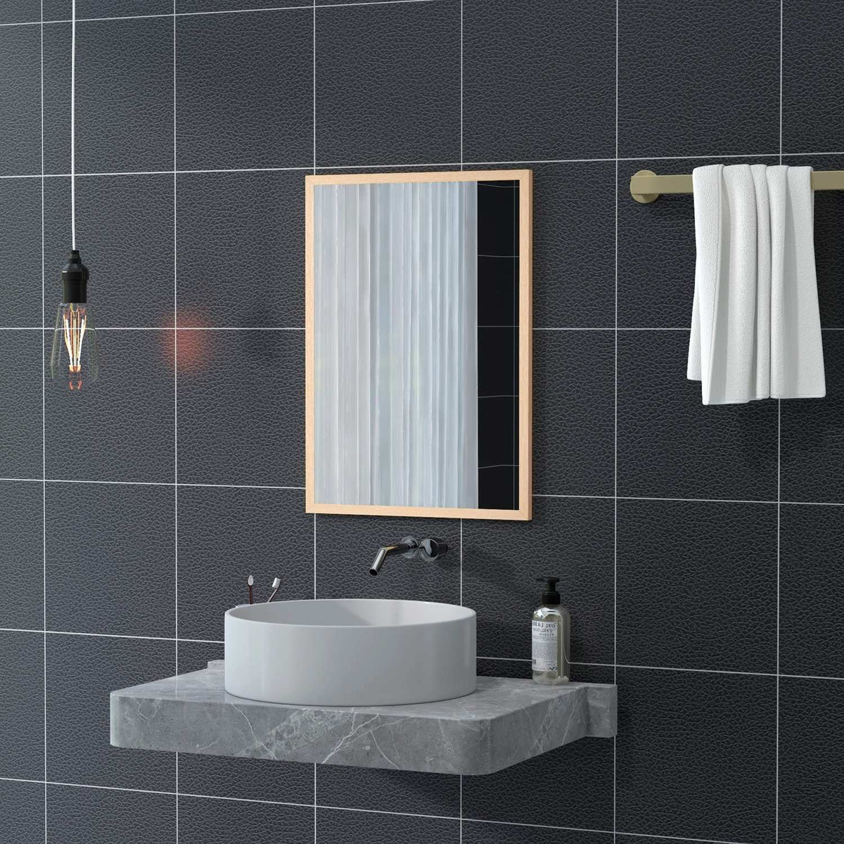 Miroir mural décoratif avec crochets, 50x70cm pour la maison