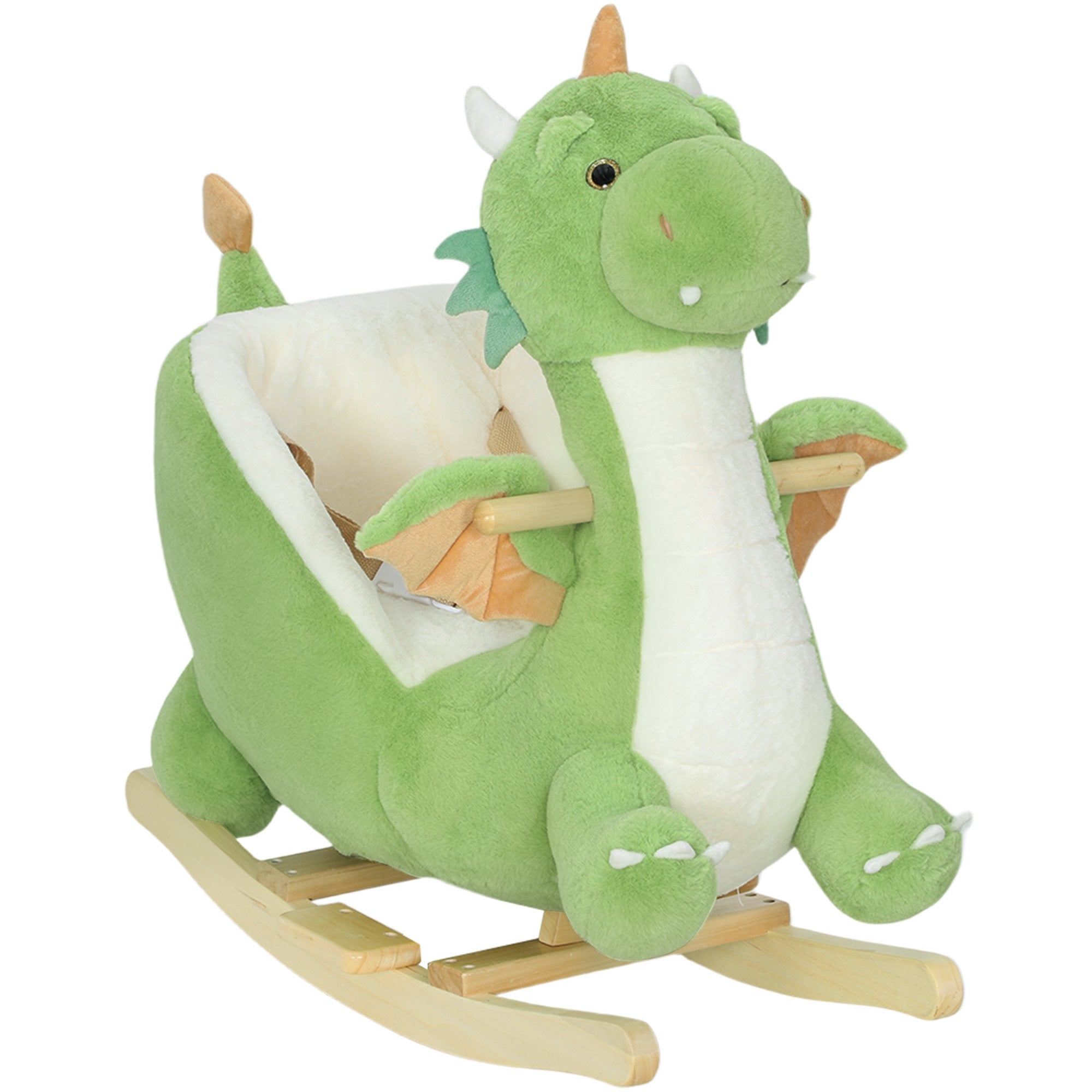 Dinosaurie-gunga med ljud, mjuk fyllning, träram, grön