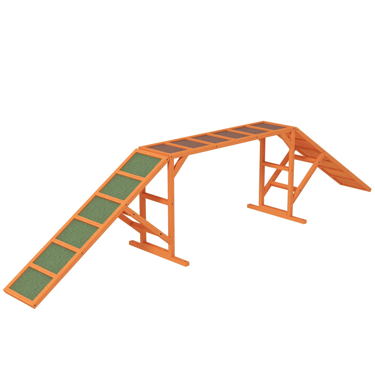 Pont d'agility pour chien avec barre de sécurité, antidérapant, 325 cm, orange