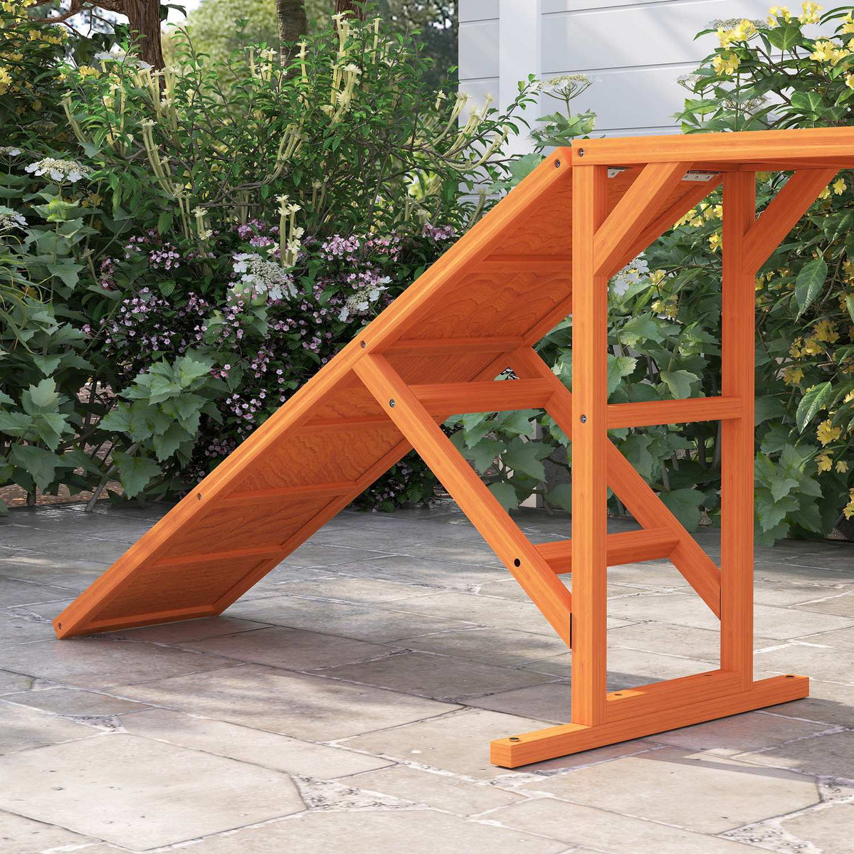 Pont d'agility pour chien avec barre de sécurité, antidérapant, 325 cm, orange