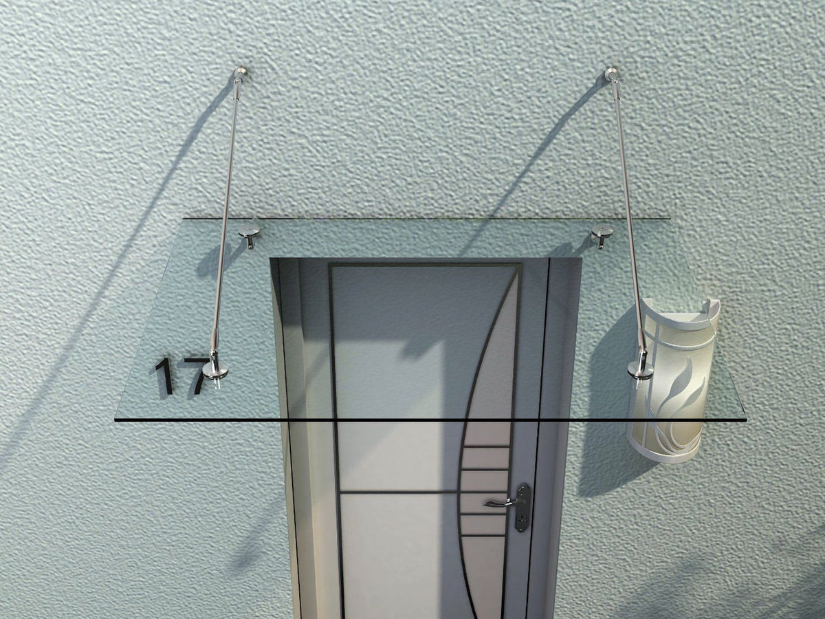 Pensilina per porta in vetro temperato – acciaio inox 304, varie misure