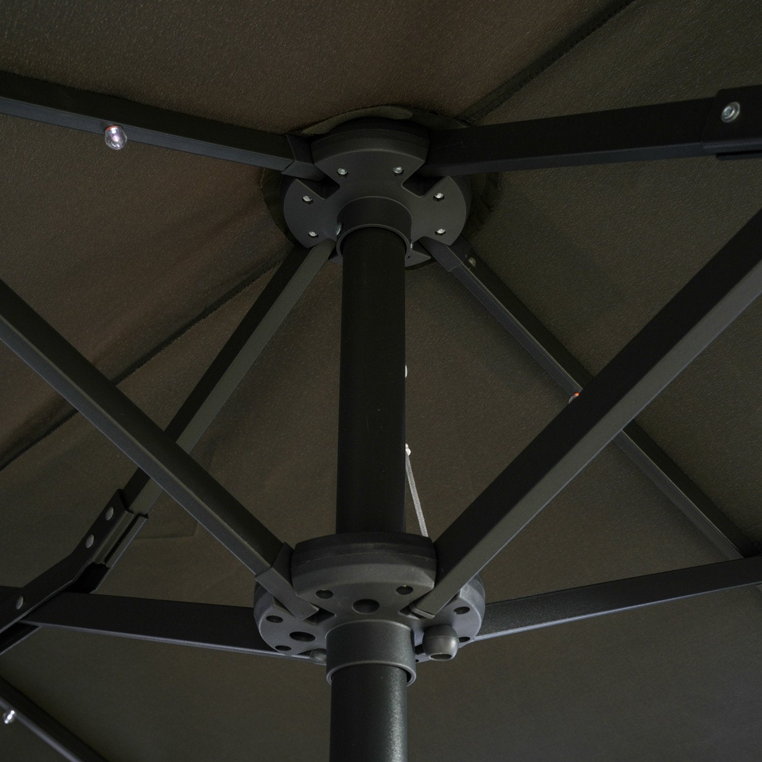 Dubbel trädgårdsparasoll, 295x219cm, vindtät med LED & Tilt
