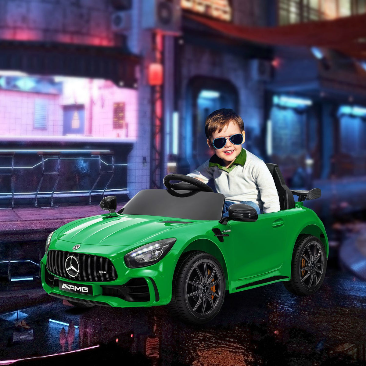 Voiture électrique pour enfant, 12V, télécommande, USB & MP3, vert