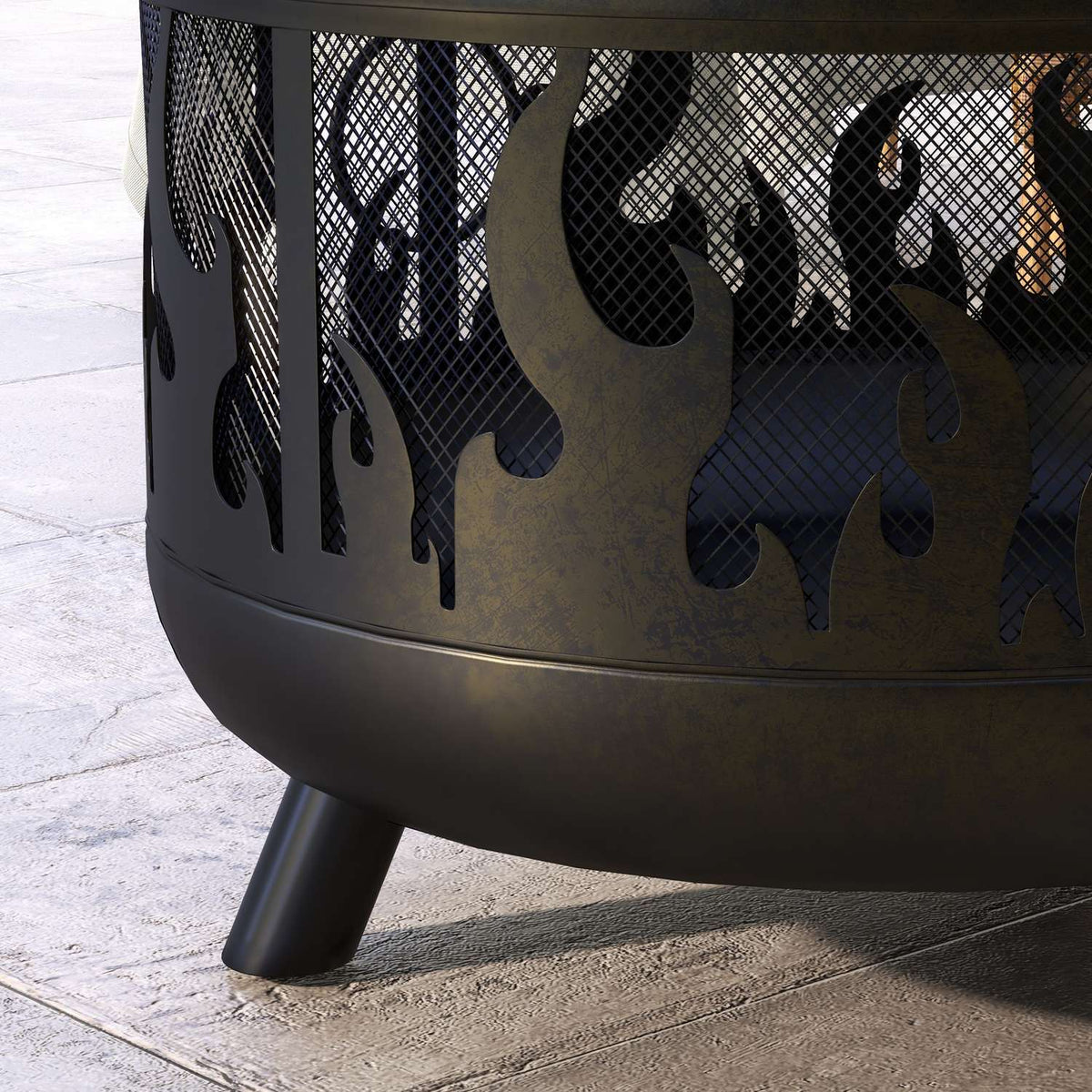 Brasero avec pare-étincelles & grille – métal, Ø61cm