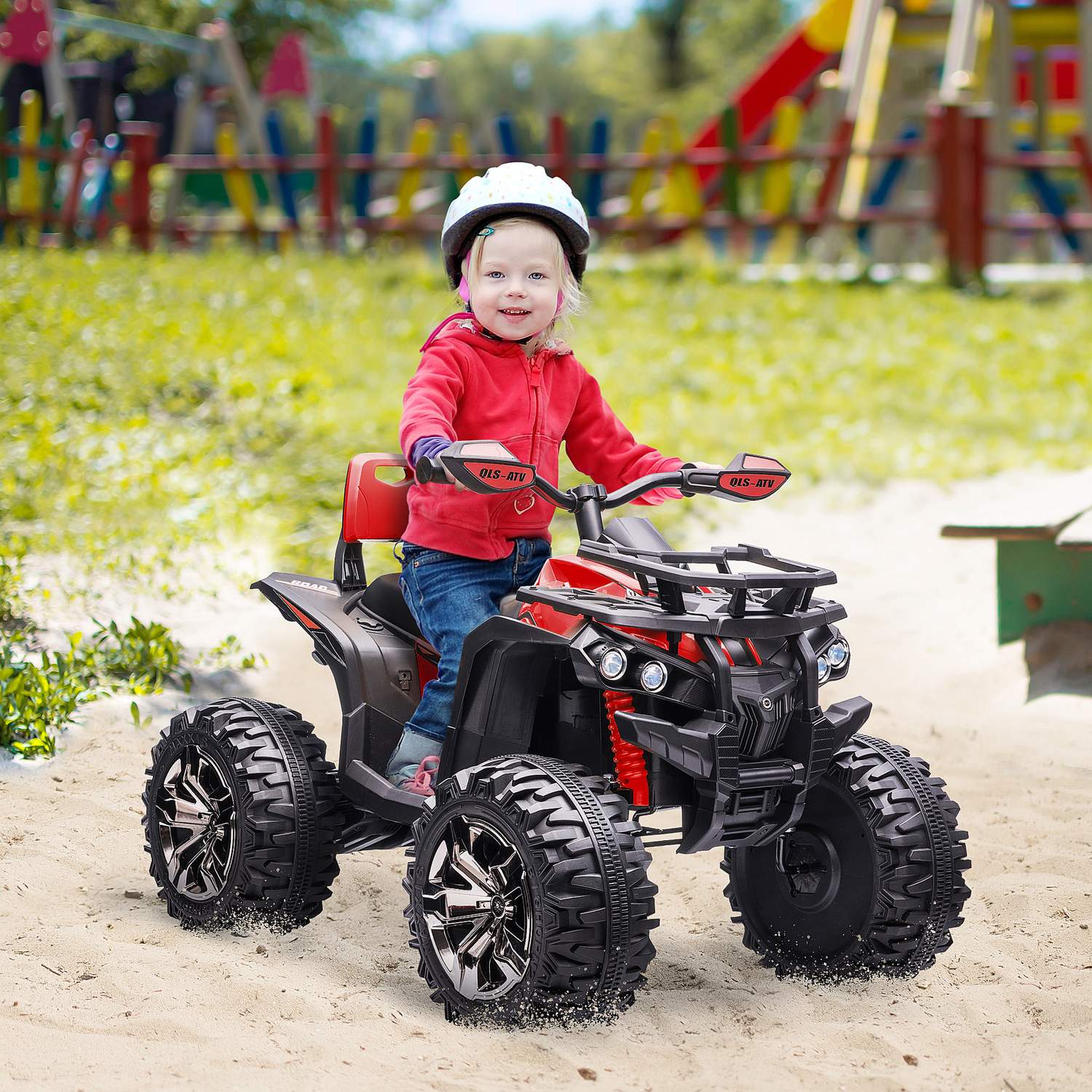 Electric Kids Quad 12V, Strålkastare, USB & MP3, Röd