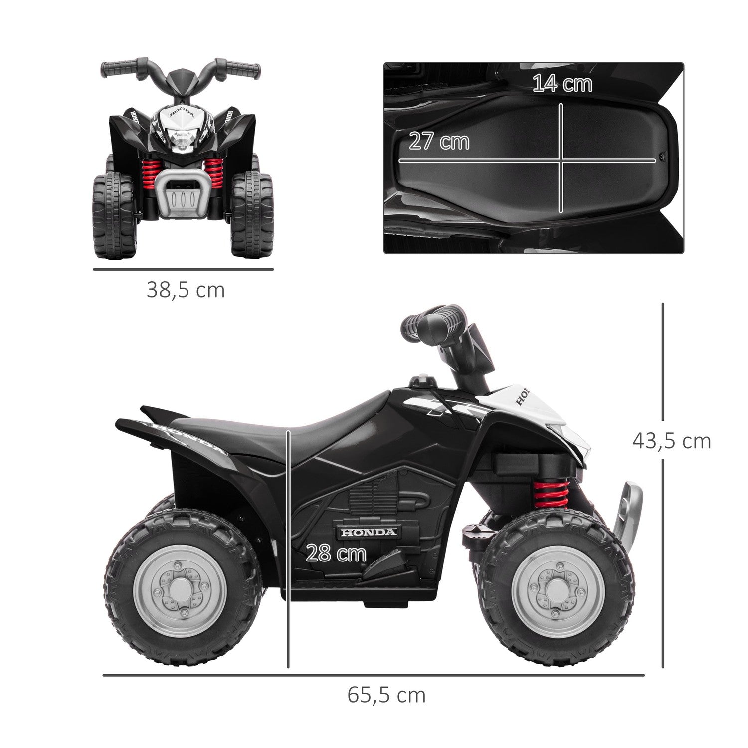 Elektrisk ATV för barn med LED-lampor och horn, svart
