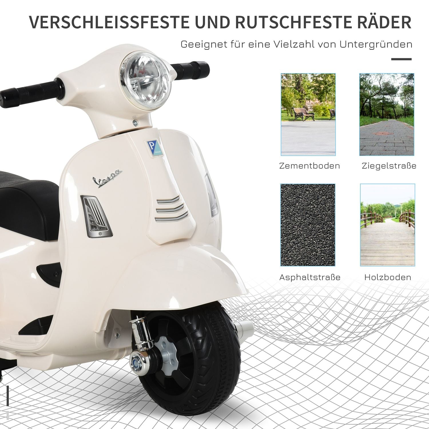 Elektrisk barnmotorcykel, 18-36 månader, LED-lampor, vit