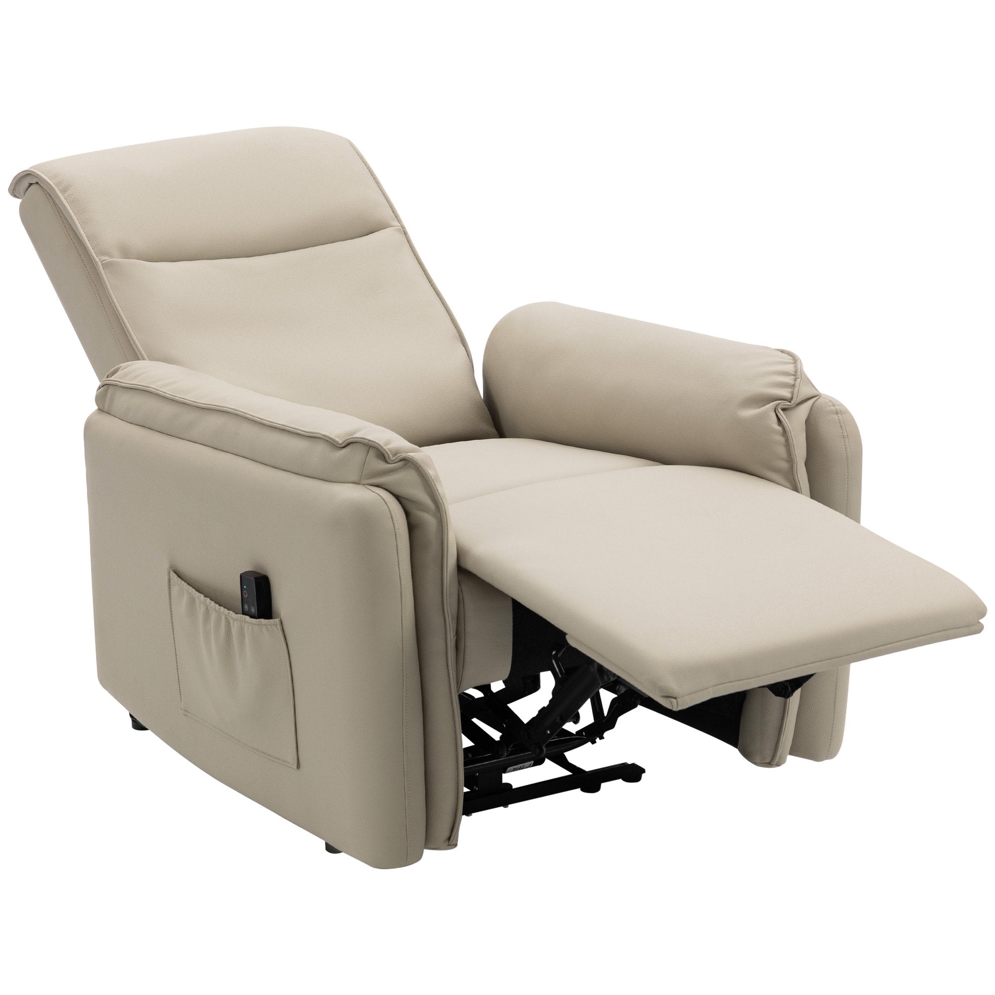 Elektrisk massagefåtölj, konstläder, fotstöd, beige
