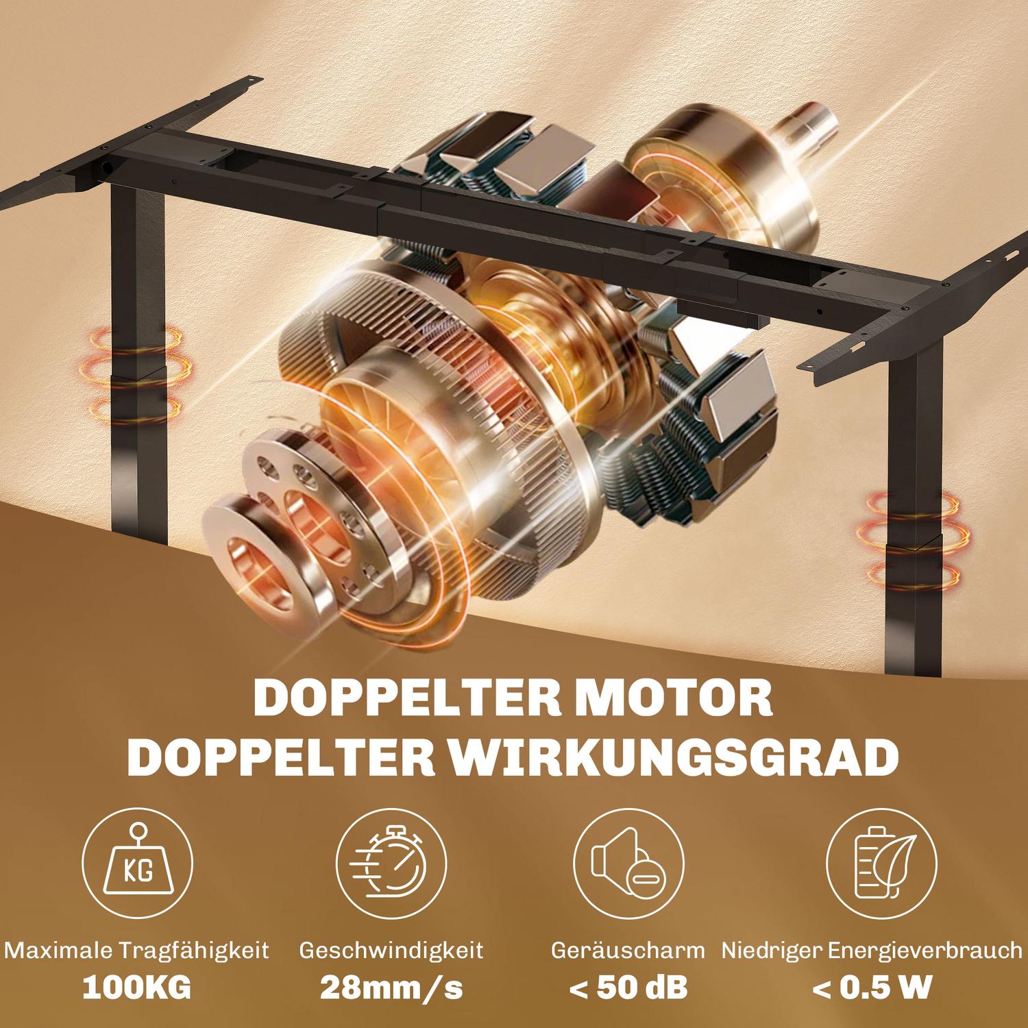 Elektrisk skrivbordsram, höj- och sänkbar, med minnesfunktion, stål, svart