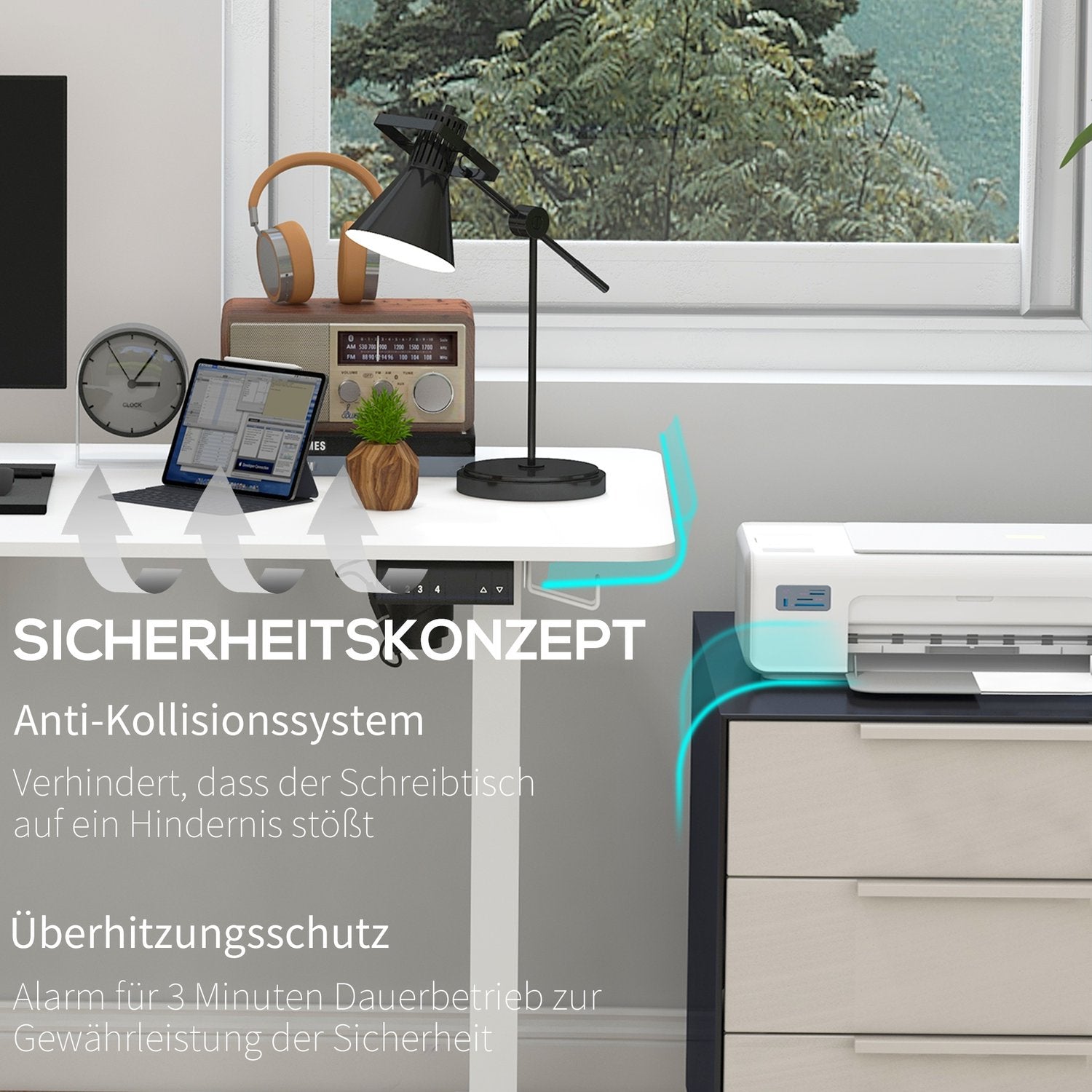 Elektriskt höj- och sänkbart skrivbord med minne och anti-kollision