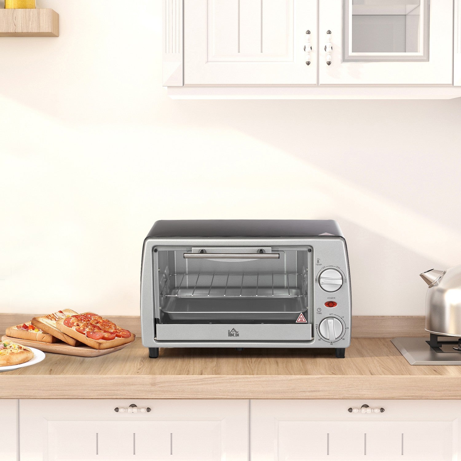 Elektrisk ugn 10L med justerbar temperatur, timer & grill