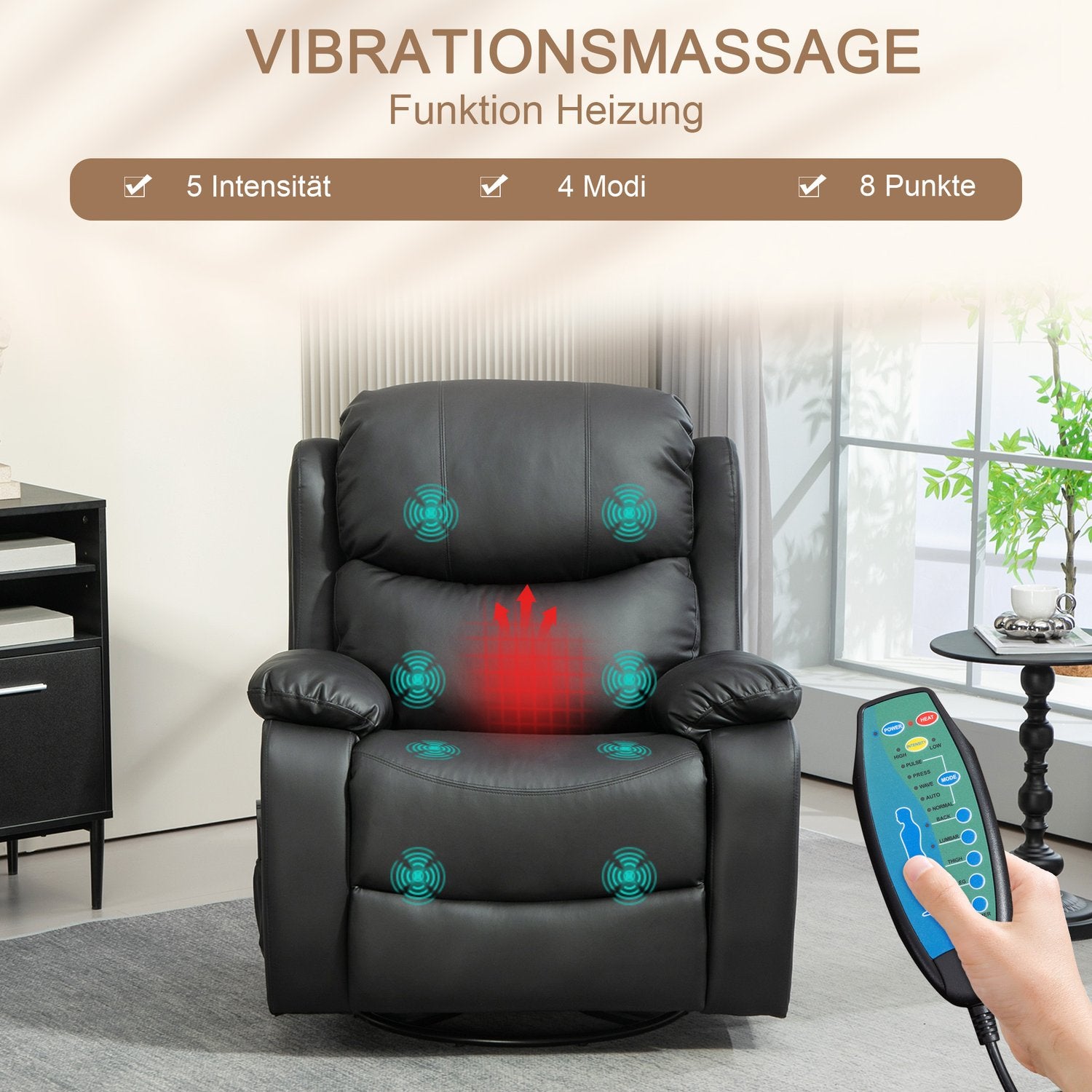 Elektrisk vilstol med massage- och värmefunktion