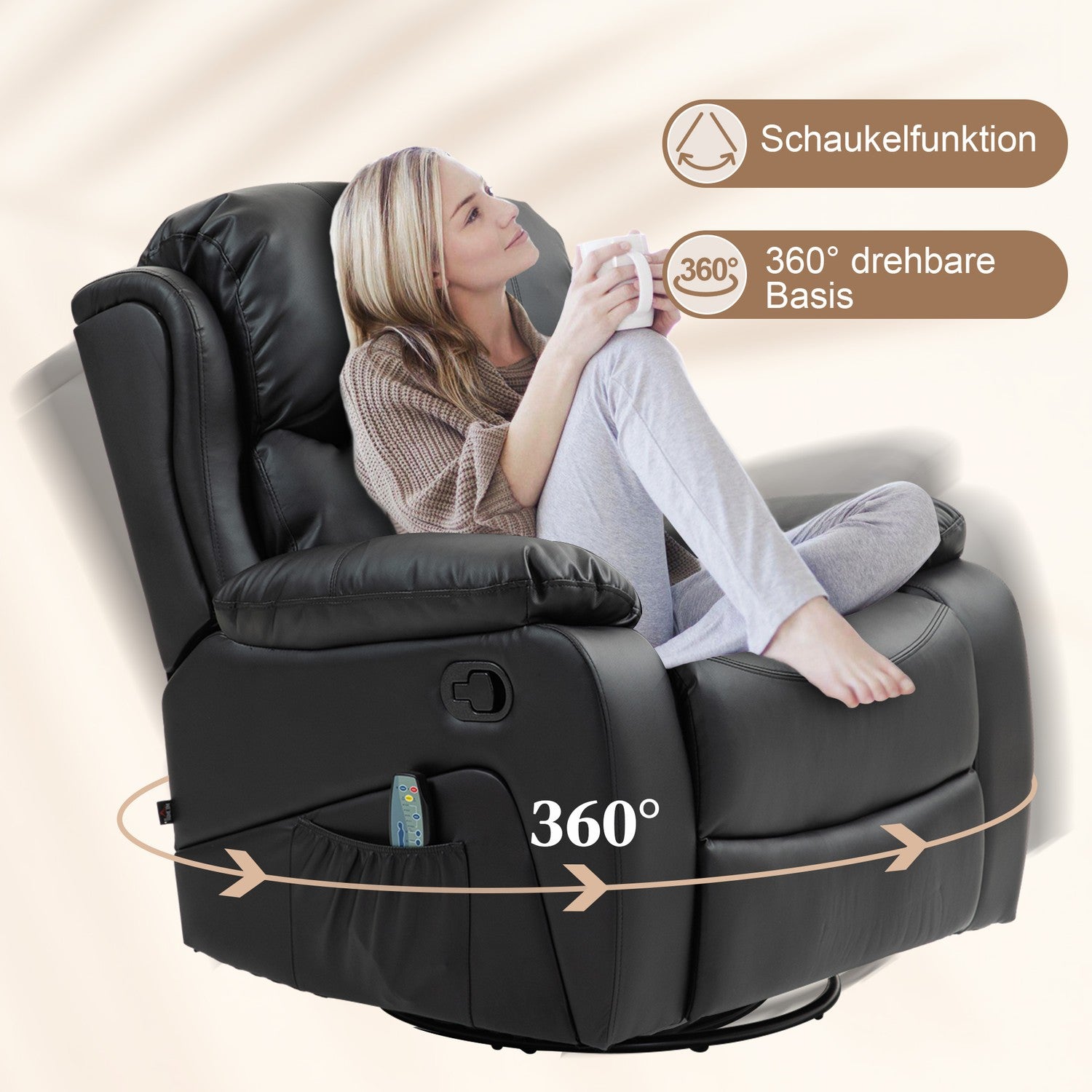 Elektrisk vilstol med massage- och värmefunktion