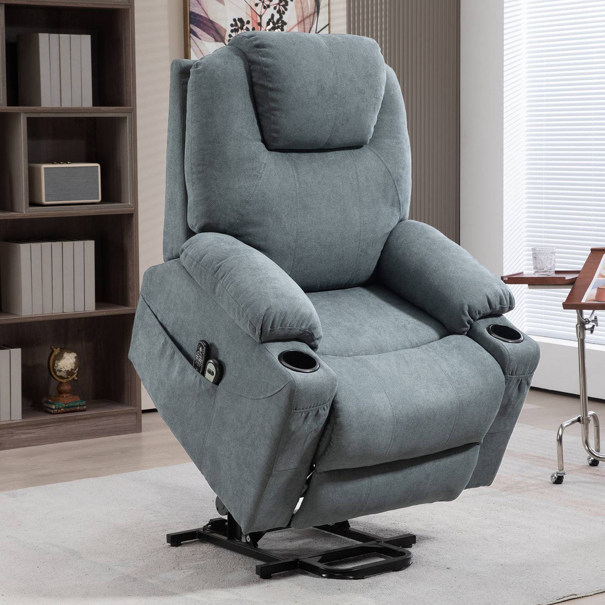 Chaise longue électrique avec chauffage & massage, gris foncé